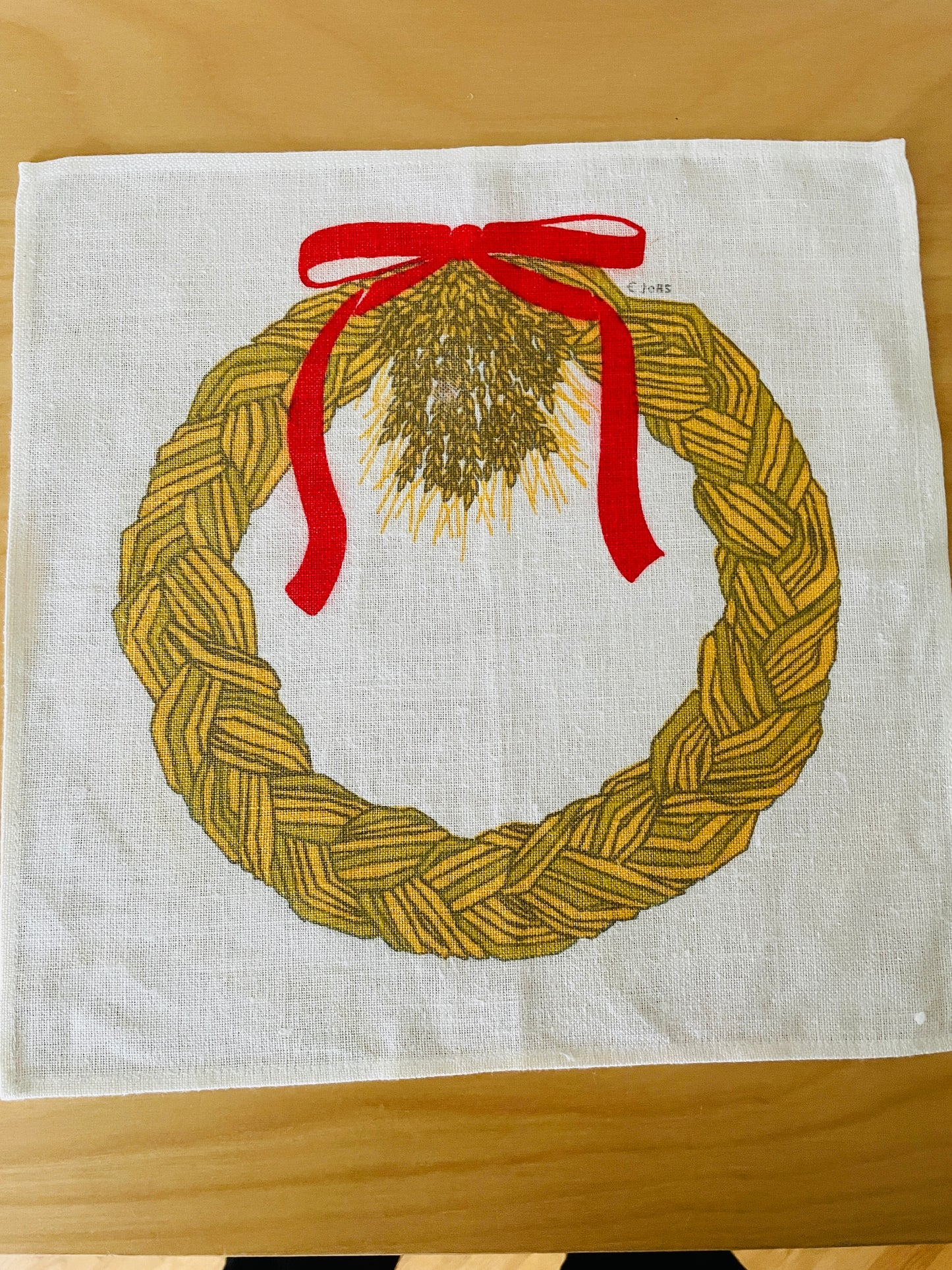 Jobs Handtryck/ジョブス/ハンドプリントクロス藁のクリスマスリース