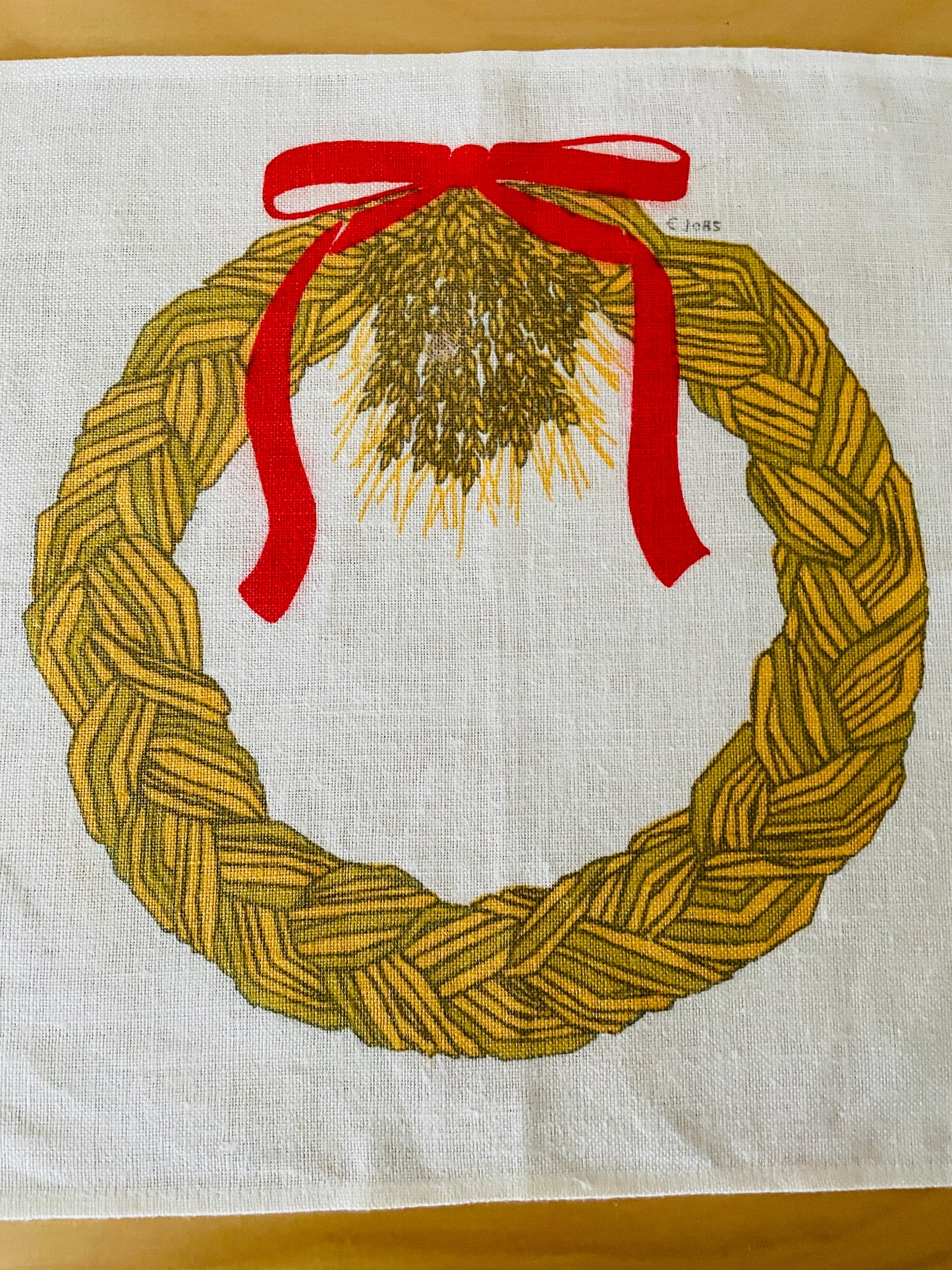 Jobs Handtryck/ジョブス/ハンドプリントクロス藁のクリスマスリース