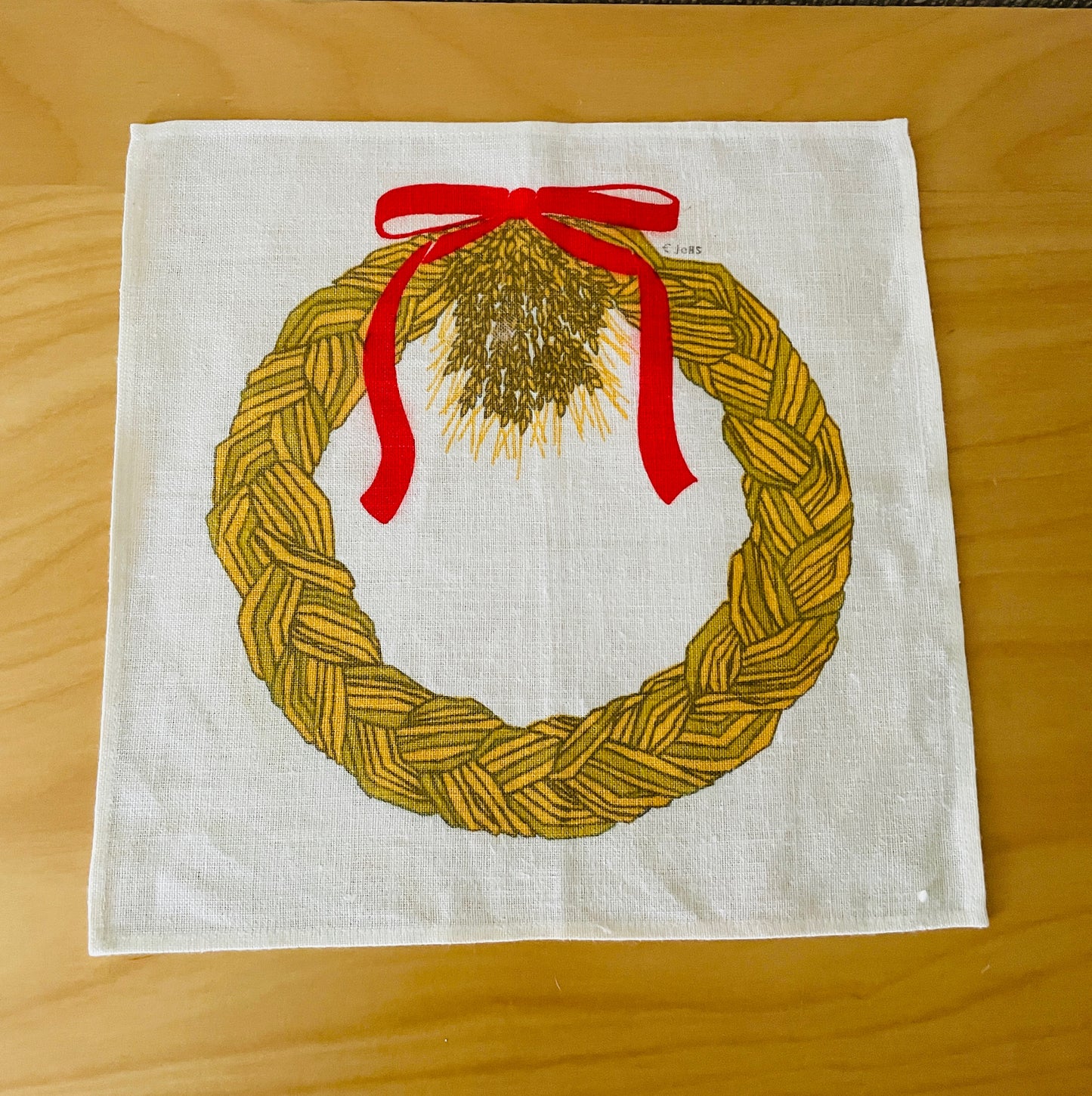 Jobs Handtryck/ジョブス/ハンドプリントクロス藁のクリスマスリース