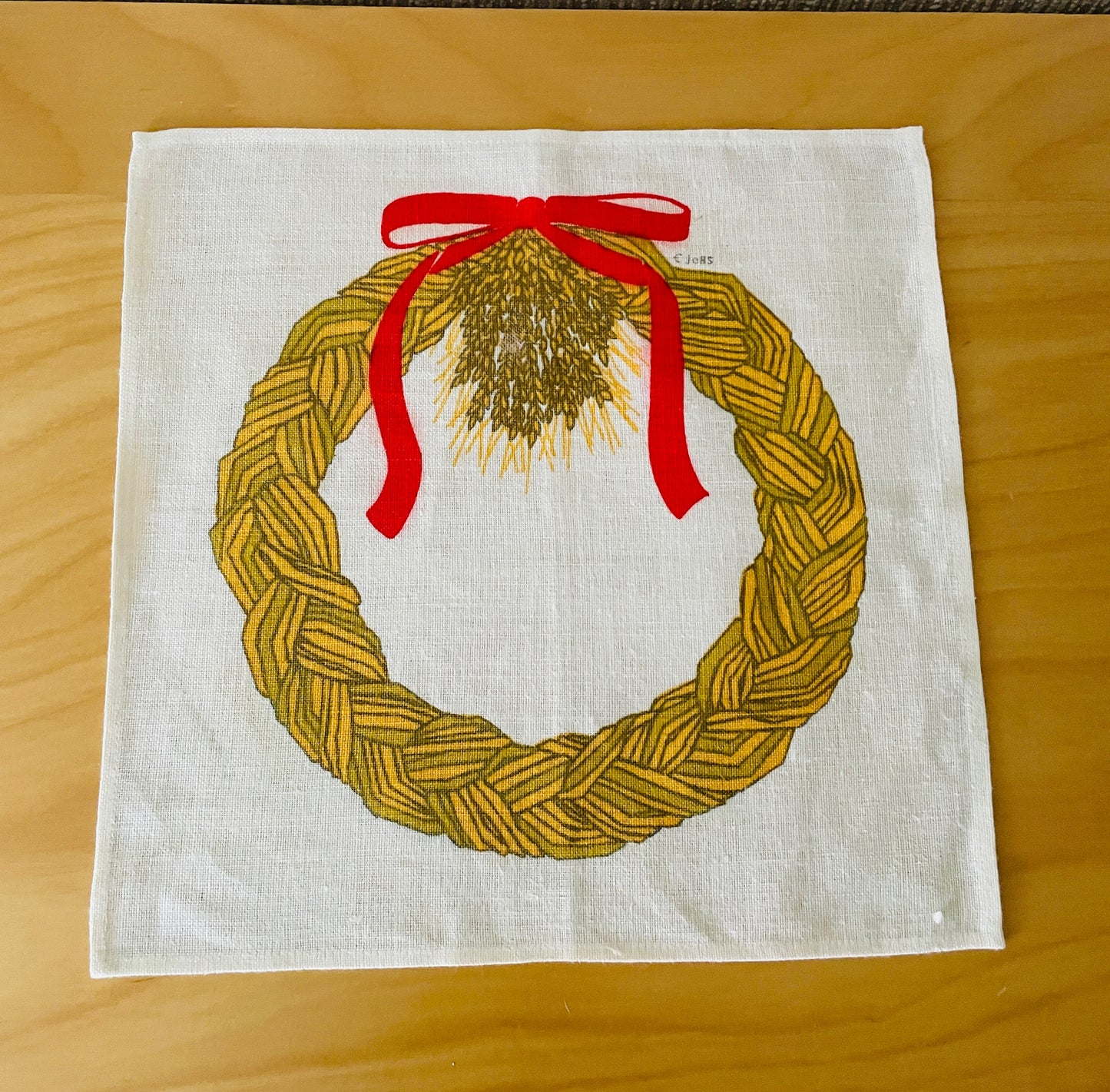 Jobs Handtryck/ジョブス/ハンドプリントクロス藁のクリスマスリース