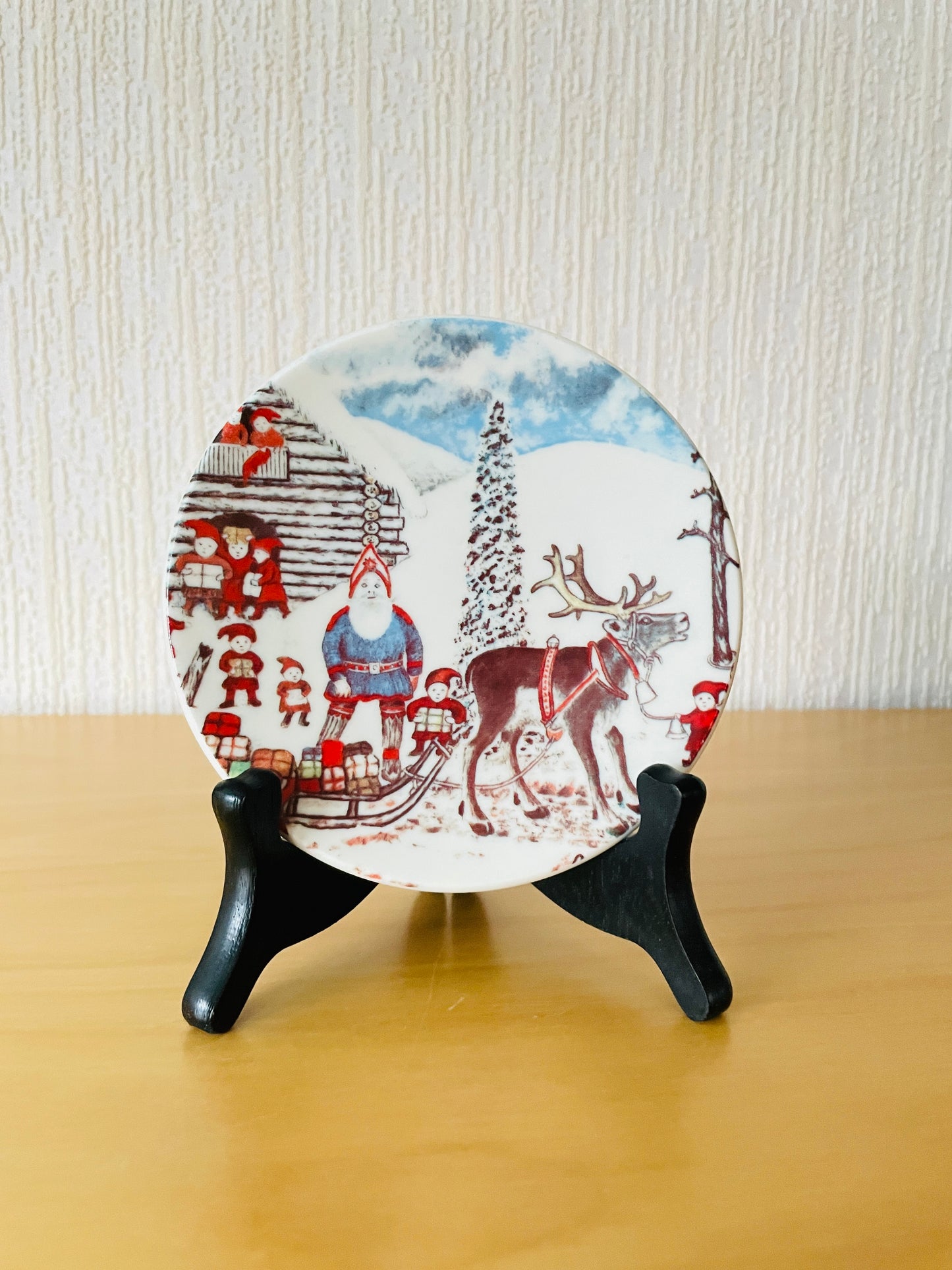 Arabia/アラビア/ミニクリスマスプレート/Santa Claus at Korvatunturi/ラップランドのサンタさん