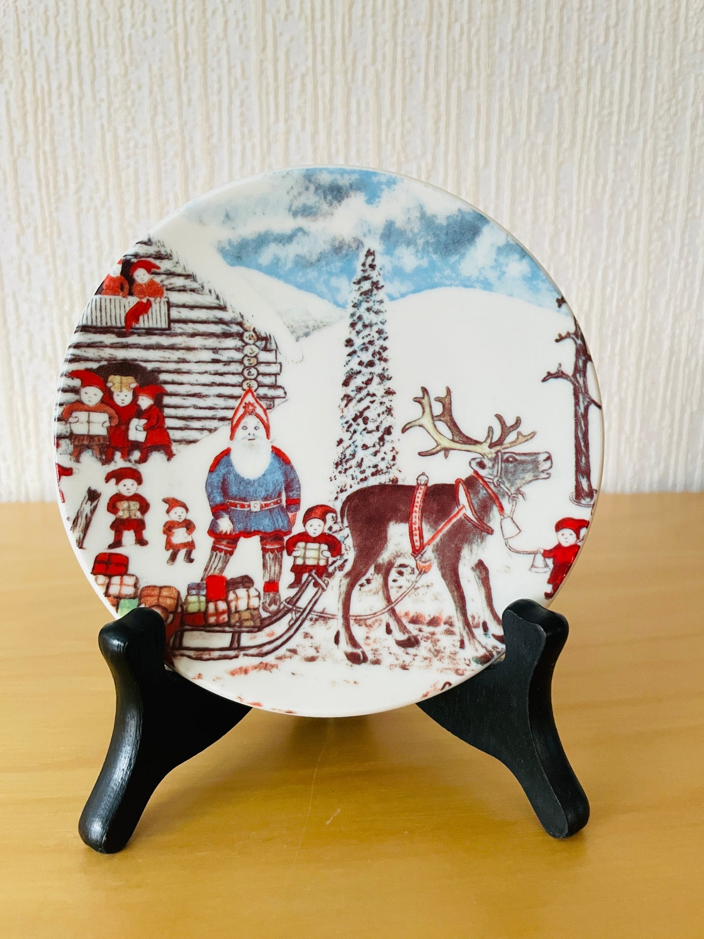 Arabia/アラビア/ミニクリスマスプレート/Santa Claus at Korvatunturi/ラップランドのサンタさん