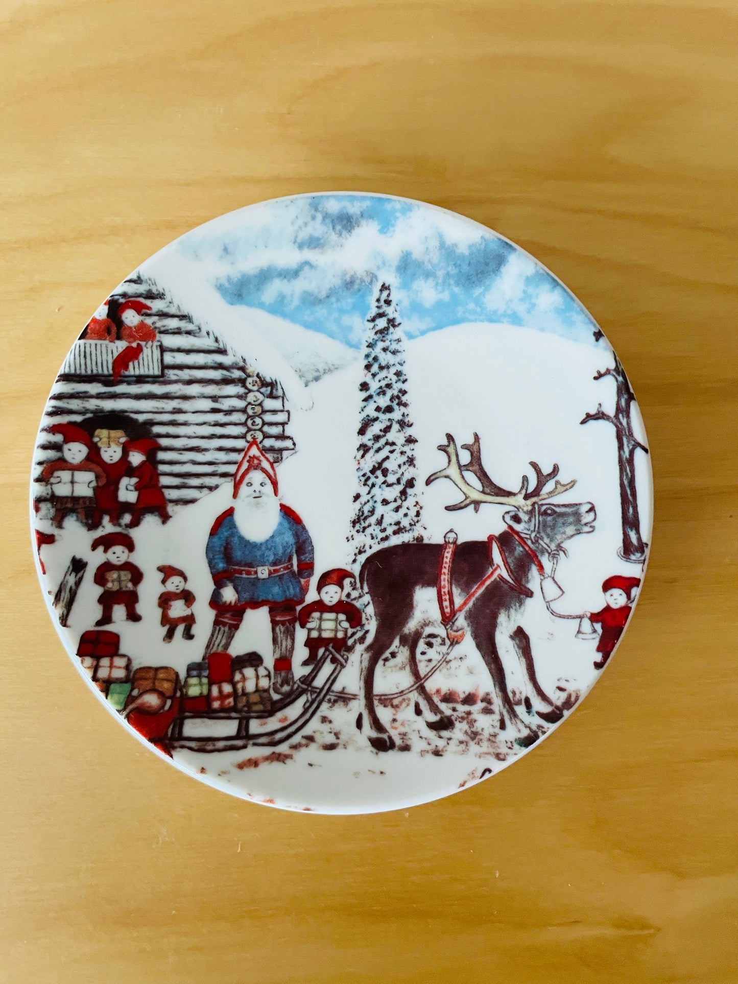 Arabia/アラビア/ミニクリスマスプレート/Santa Claus at Korvatunturi/ラップランドのサンタさん