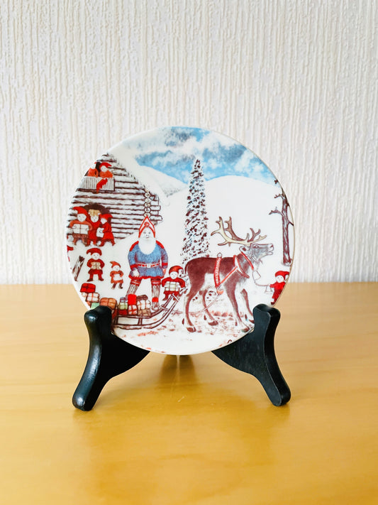 Arabia/アラビア/ミニクリスマスプレート/Santa Claus at Korvatunturi/ラップランドのサンタさん