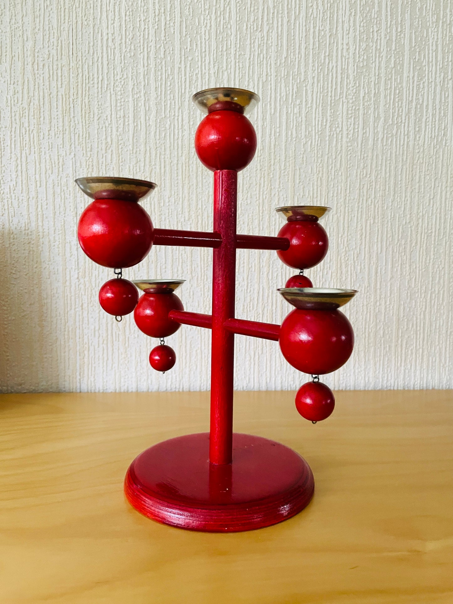 Aarikka/アーリッカKaija Aarikka/カイヤ.アーリッカ/キャンドルスタンド/レッド/キャンドル受け皿付き