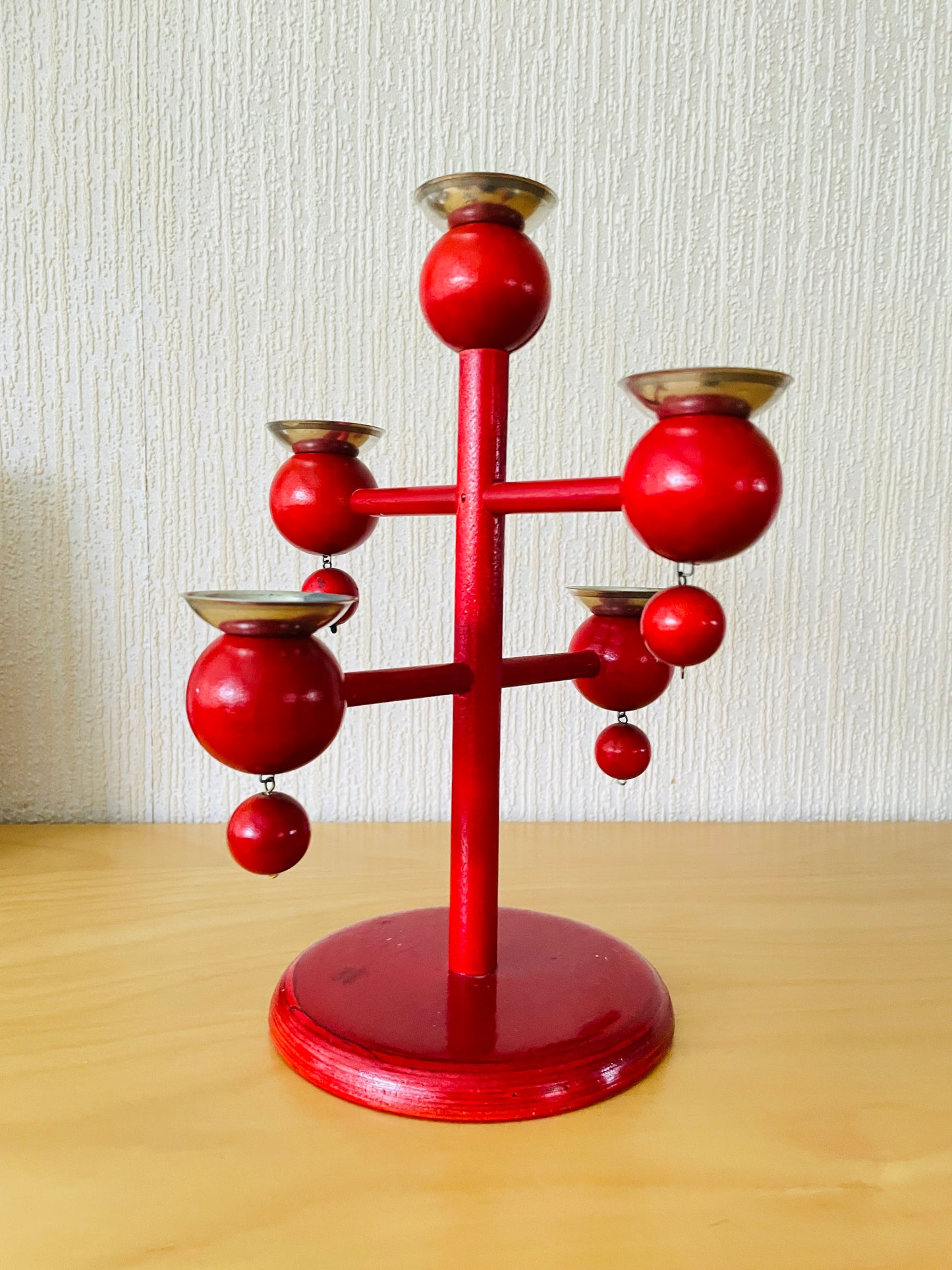 Aarikka/アーリッカKaija Aarikka/カイヤ.アーリッカ/キャンドルスタンド/レッド/キャンドル受け皿付き