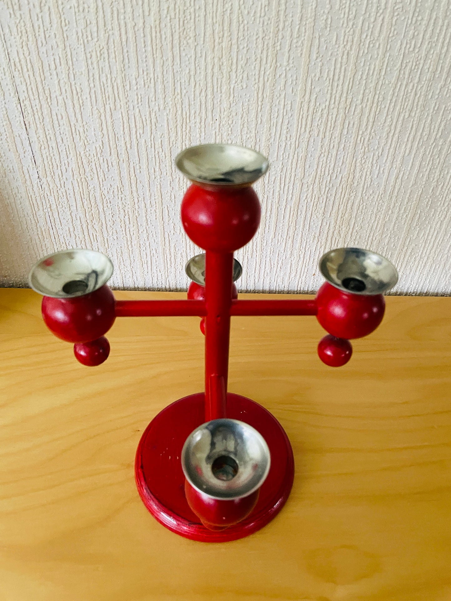 Aarikka/アーリッカKaija Aarikka/カイヤ.アーリッカ/キャンドルスタンド/レッド/キャンドル受け皿付き