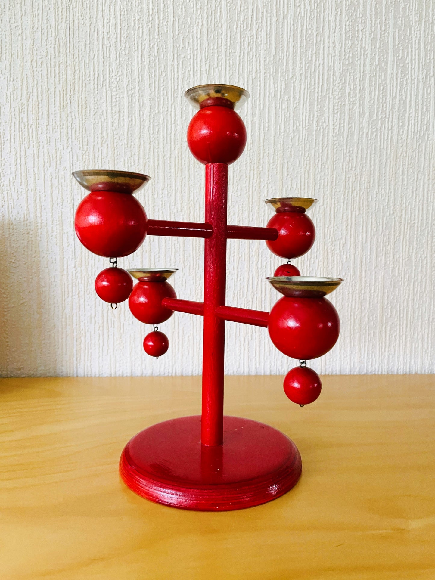 Aarikka/アーリッカKaija Aarikka/カイヤ.アーリッカ/キャンドルスタンド/レッド/キャンドル受け皿付き