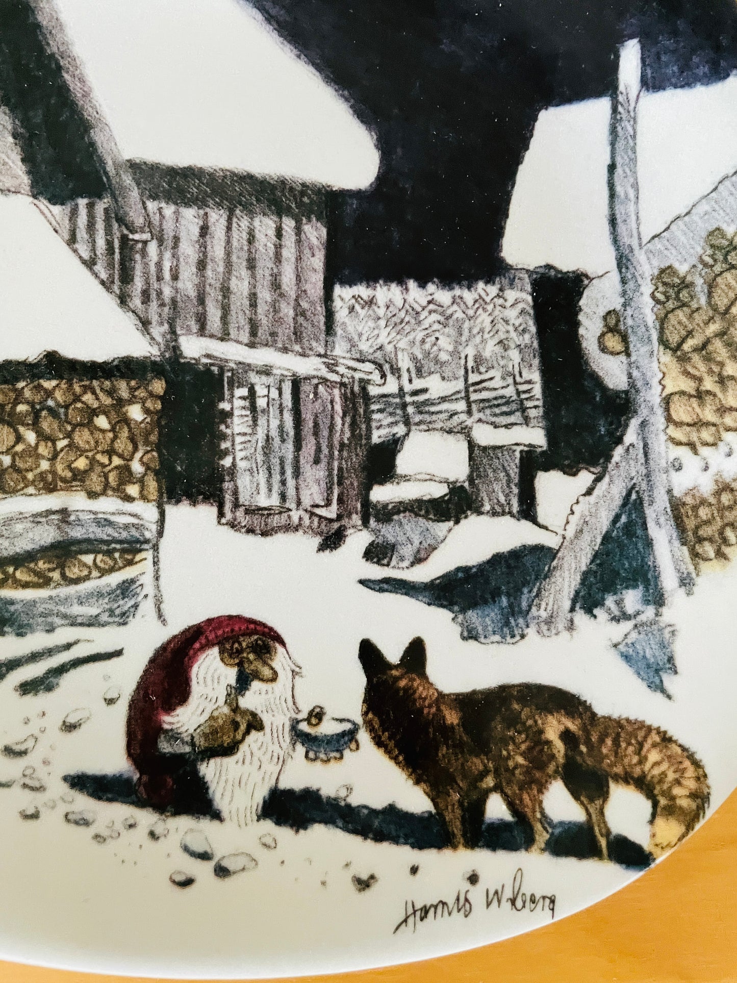 Guld Kroken/ゴールドクローケンJul Tallrik/クリスマスプレート/Harald Wiberg/ハーラルド.ヴィーベリ/Tomten & Räv/トムテとキツネ/箱入り未使用品