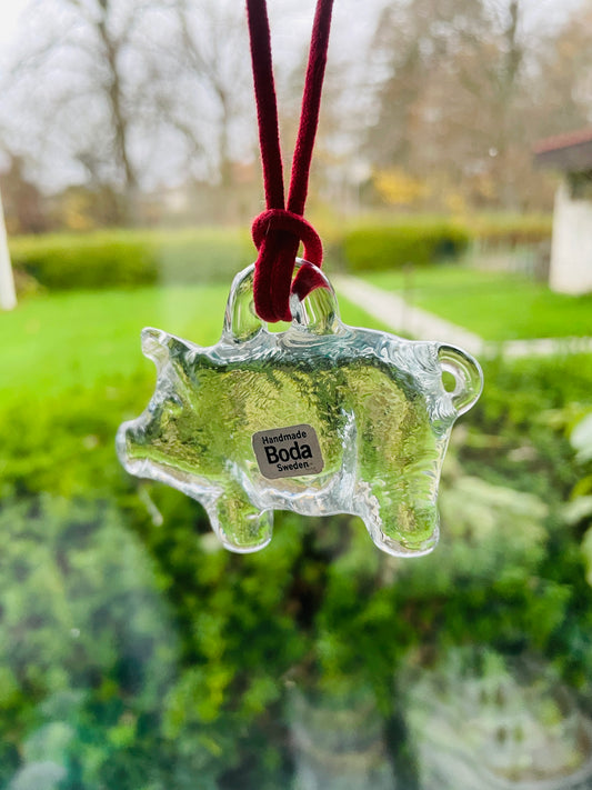 Boda/ボーダ/Bertil Vallien/バーテイル.バリエン/クリスタルガラスのオーナメント/ブタさん