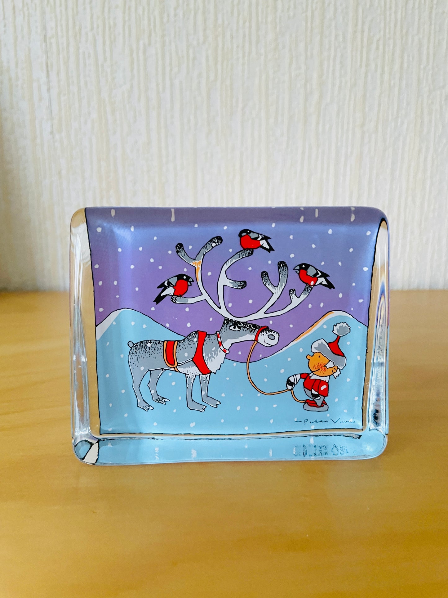 iittala/イッタラ/Pekka Vuori/ペッカ.ヴオーリ/トナカイと小鳥と少年/ガラスのオブジェ