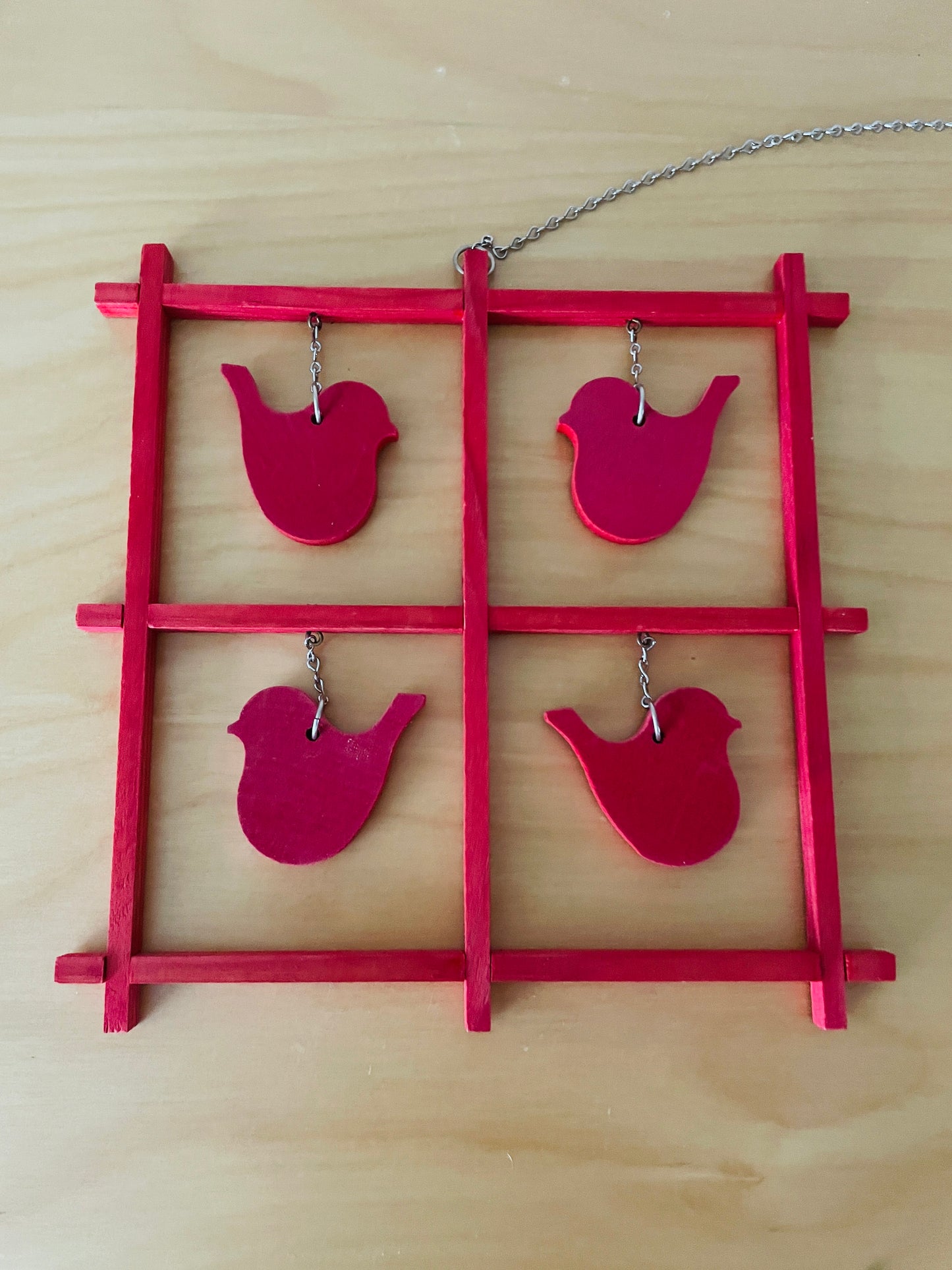 Aarikka/アーリッカ/小鳥さんの窓飾りオーナメント/レッド