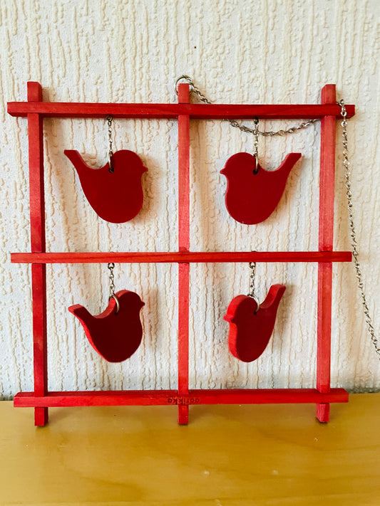 Aarikka/アーリッカ/小鳥さんの窓飾りオーナメント/レッド