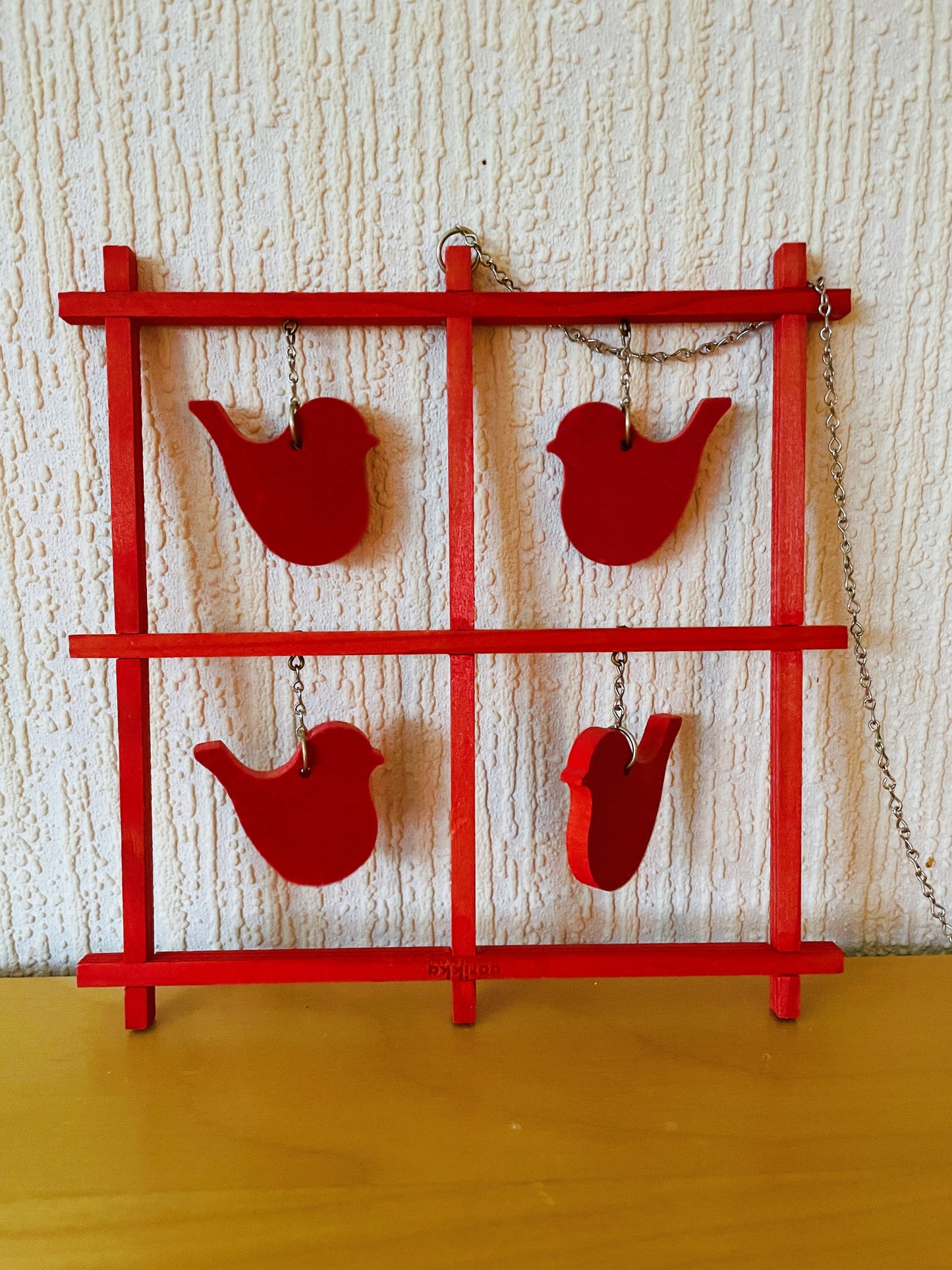 Aarikka/アーリッカ/小鳥さんの窓飾りオーナメント/レッド