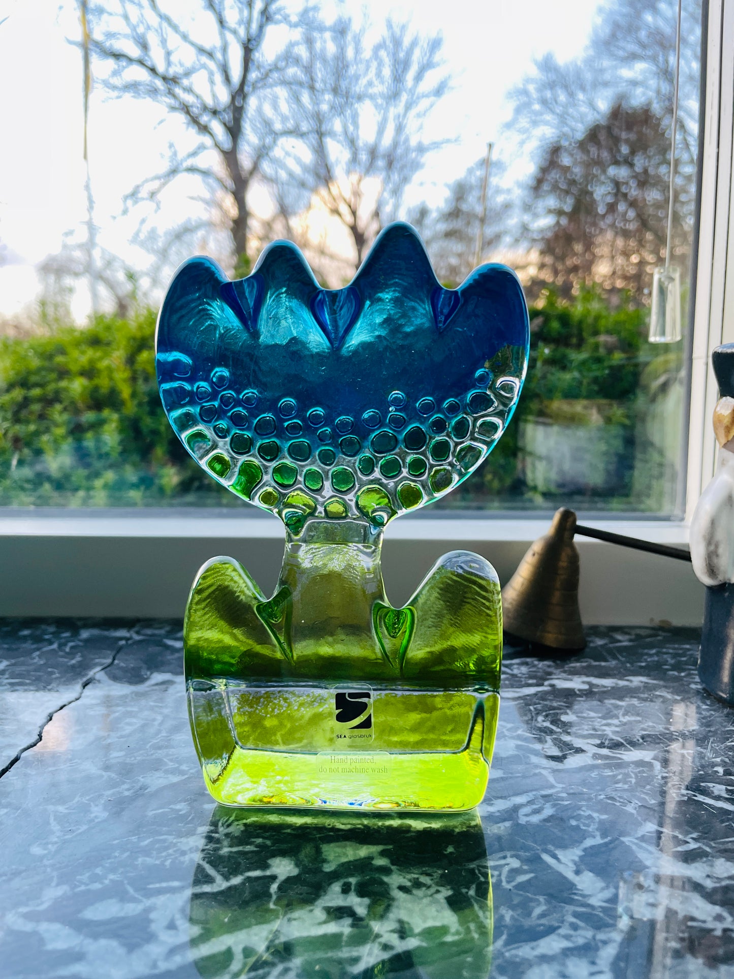 Sea Glas/シーアガラス工房/ガラスのオブジェ/チューリップ/ブルー