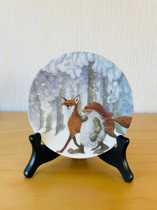 Arabia/アラビア/Jul Tallrik/クリスマス/壁掛けミニプレート/トムテとキツネ