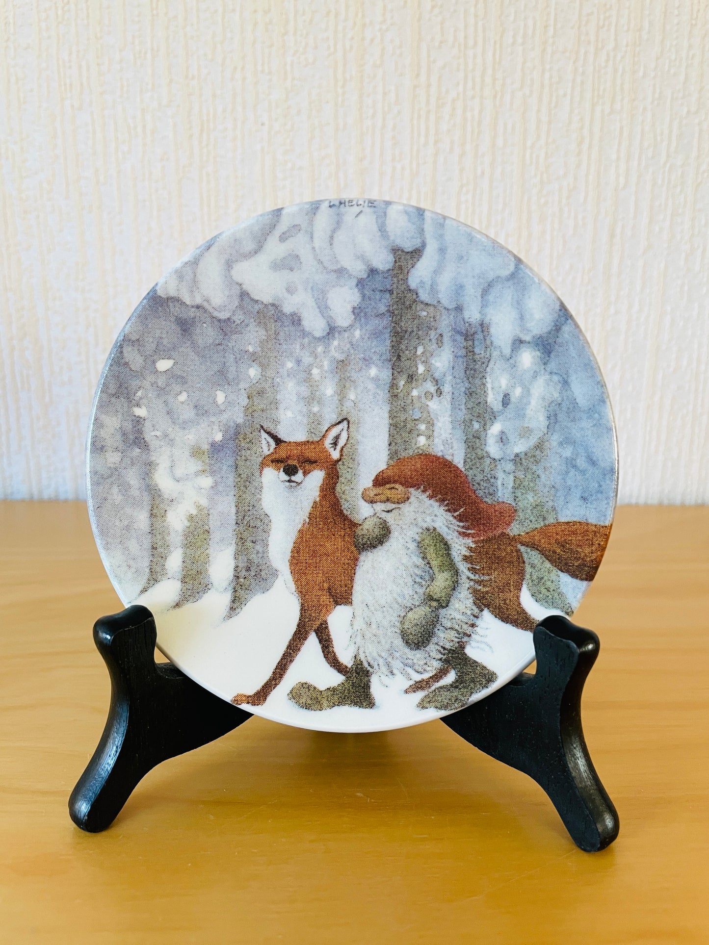 Arabia/アラビア/Jul Tallrik/クリスマス/壁掛けミニプレート/トムテとキツネ