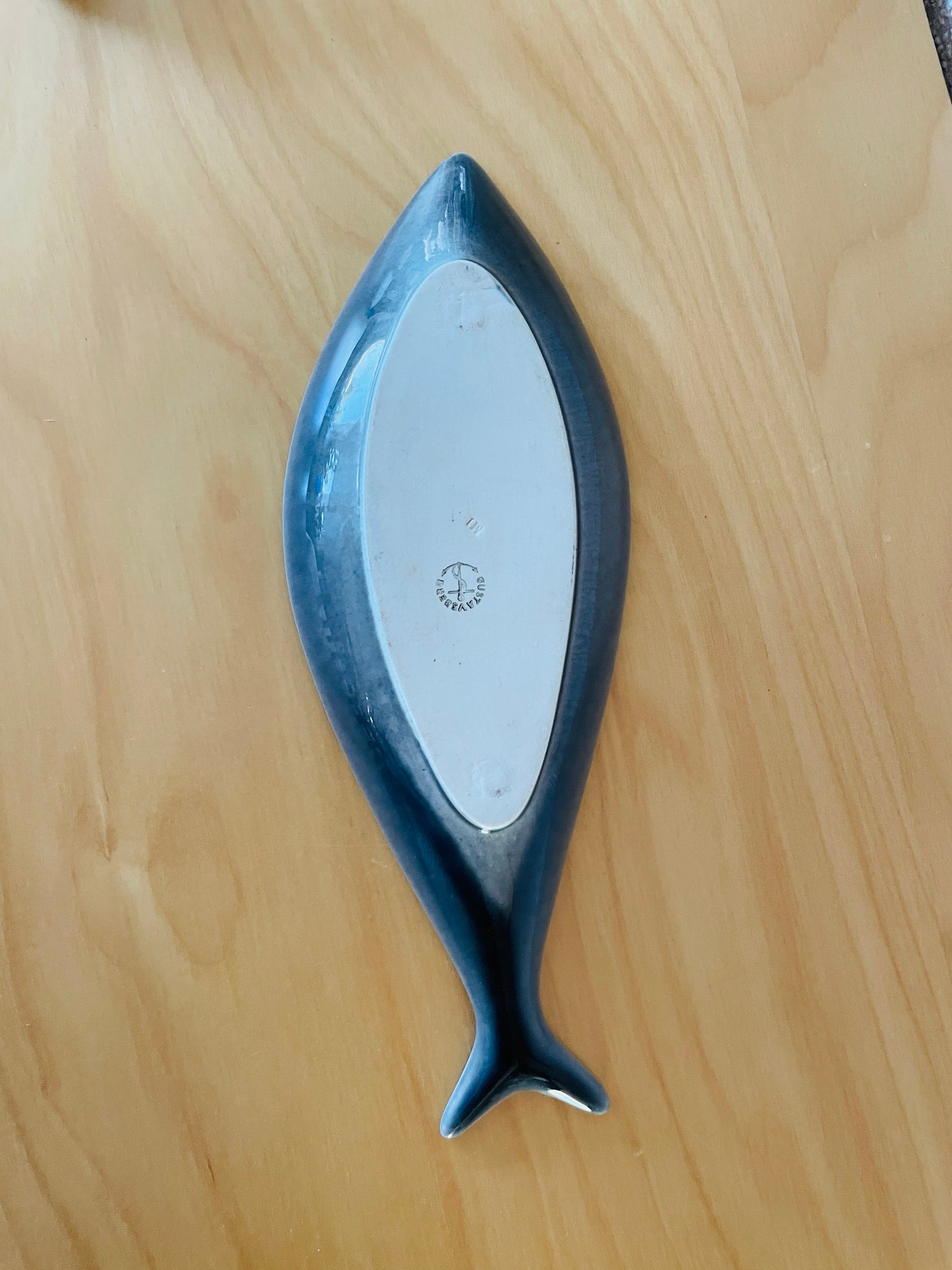 Gustavsberg/グスタフスベリ/Stig Lindberg/スティグリンドベリ/Fladen/フイッシュプレート/グレー/30cm