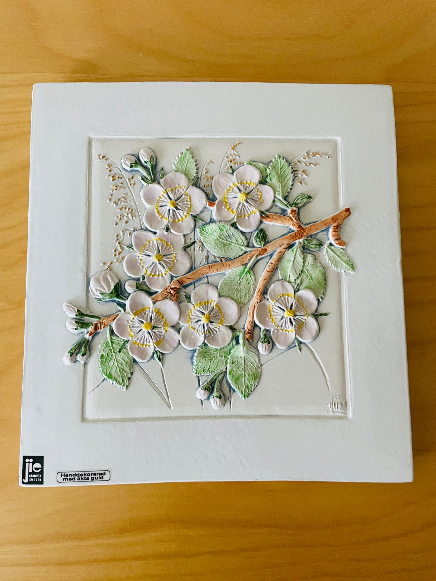 Jie Gantofta/ジイ.ガントフタ/陶板/Körsbär/桜/ホワイト/スクエア