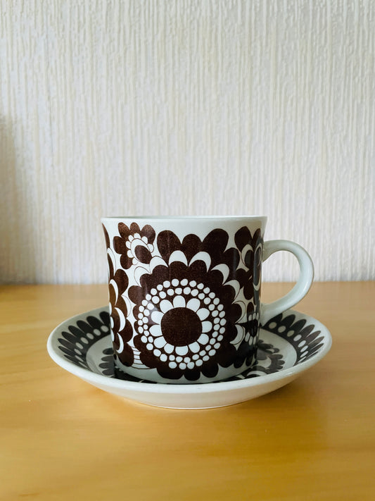 Arabia/Esteri Tomula/Centennial Mug & Saucer/Vintage/Brown