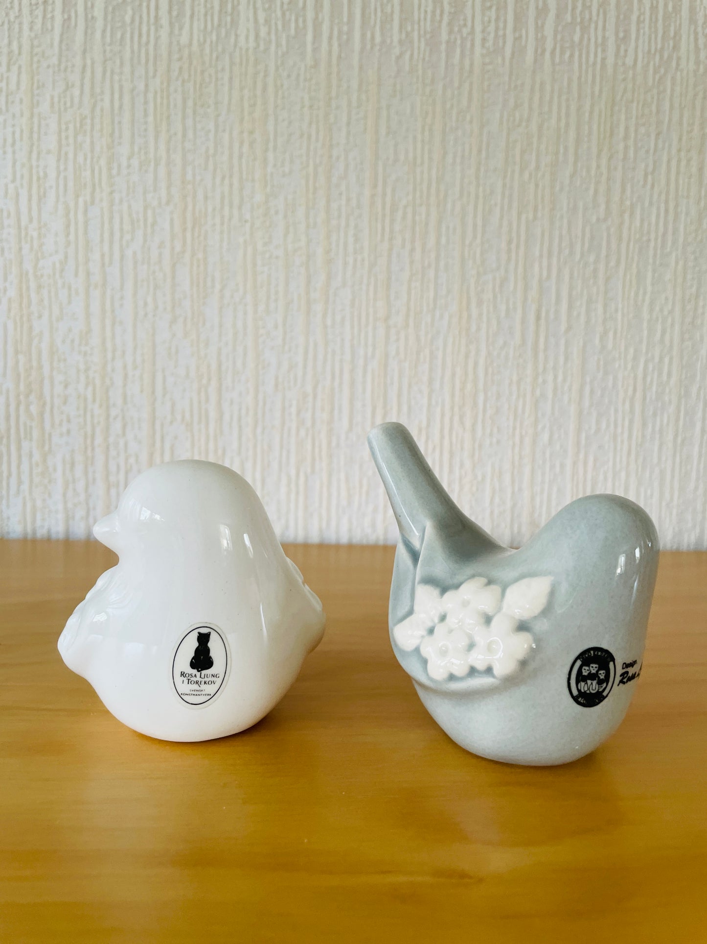DECO/Rosa Ljung/Bird Figurines/Pastel Gray & White/Pair Set/No. 1