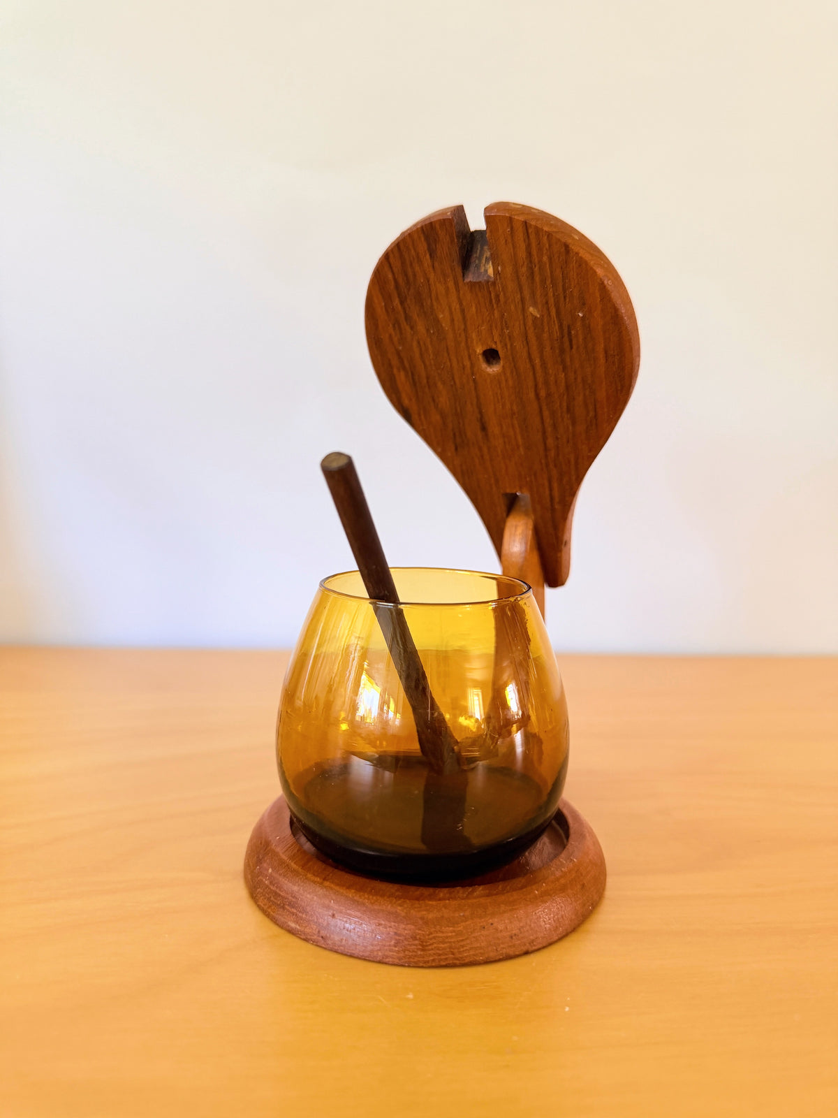 チーク製品/Äkta Bangkok Teak/Made in Sweden/チーク＆ガラスのポット
