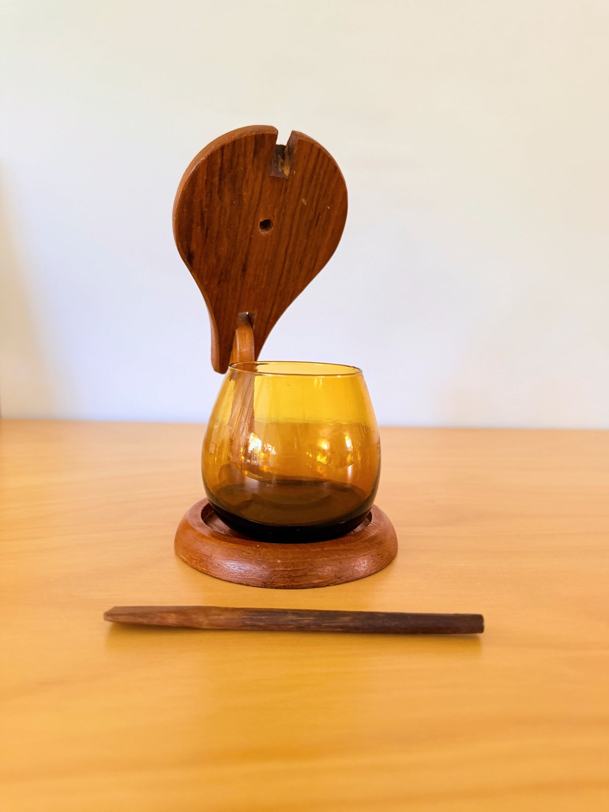 チーク製品/Äkta Bangkok Teak/Made in Sweden/チーク＆ガラスのポット