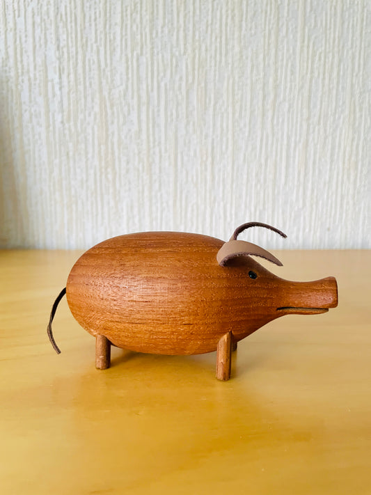 Teak Pig Figurine
