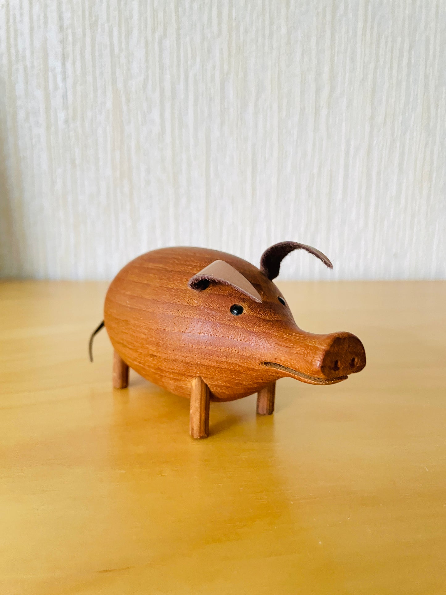 Teak Pig Figurine