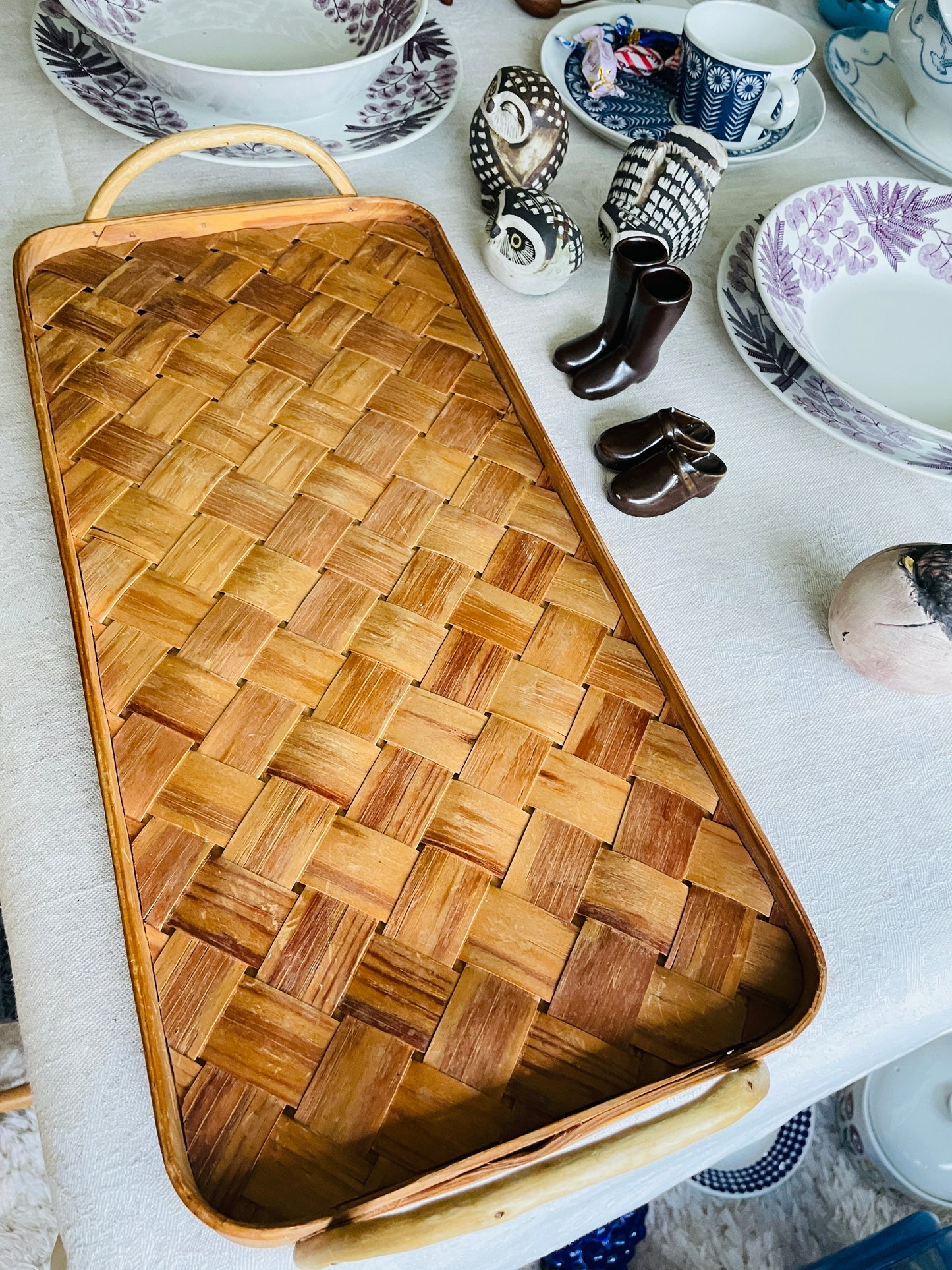 Nordic Traditional Handicraft / Spånbricka / Spånbricka / Tray with two handles / 45cm