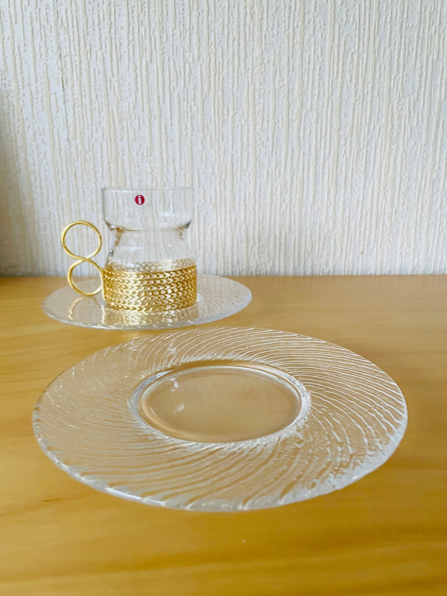 iittala/イッタラ/Tsaikka/ツァイッカ/glas med fat/Guld/klar x guld/oanvänd i originalförpackning/2-pack