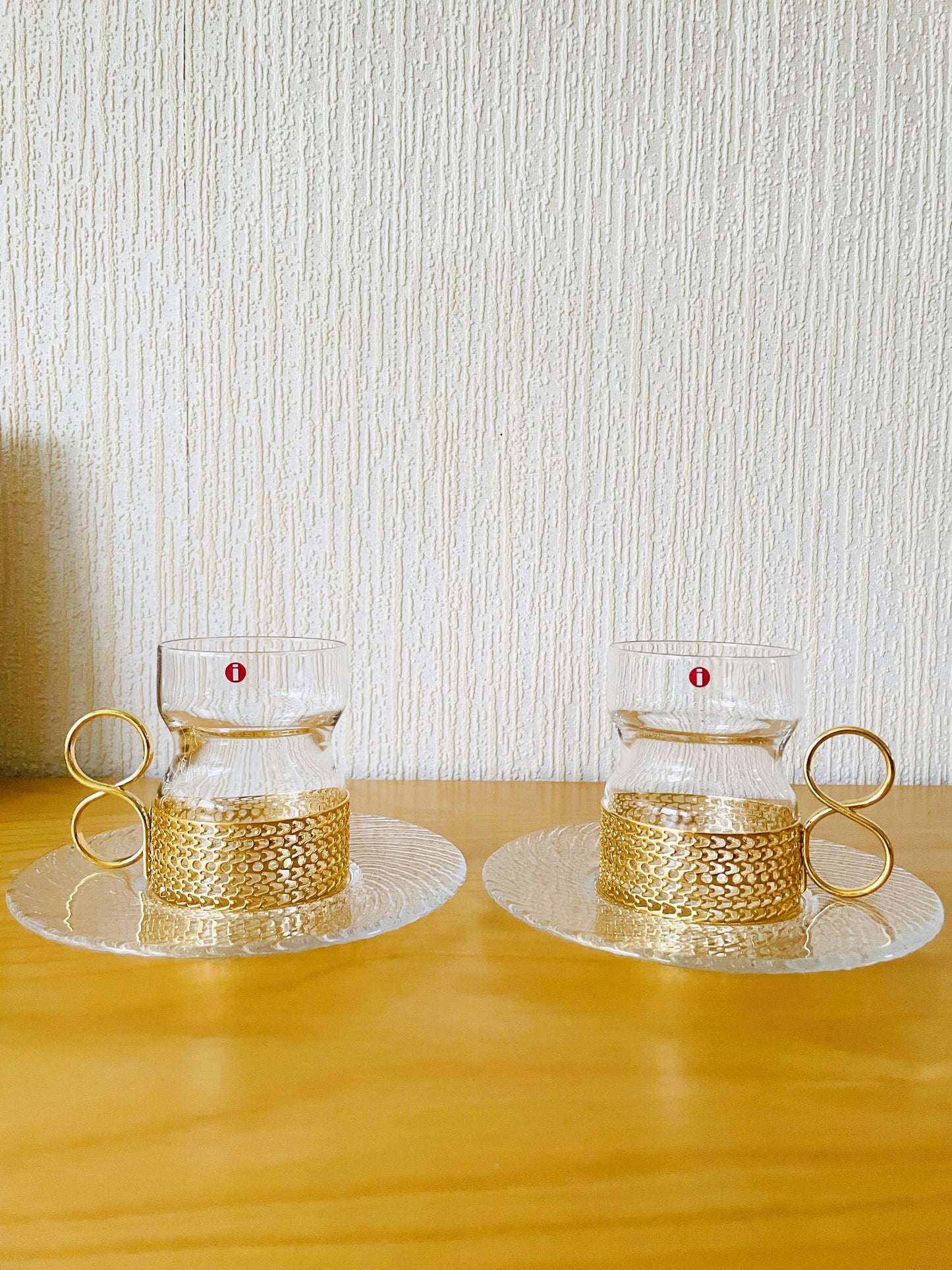 iittala/イッタラ/Tsaikka/ツァイッカ/glas med fat/Guld/klar x guld/oanvänd i originalförpackning/2-pack