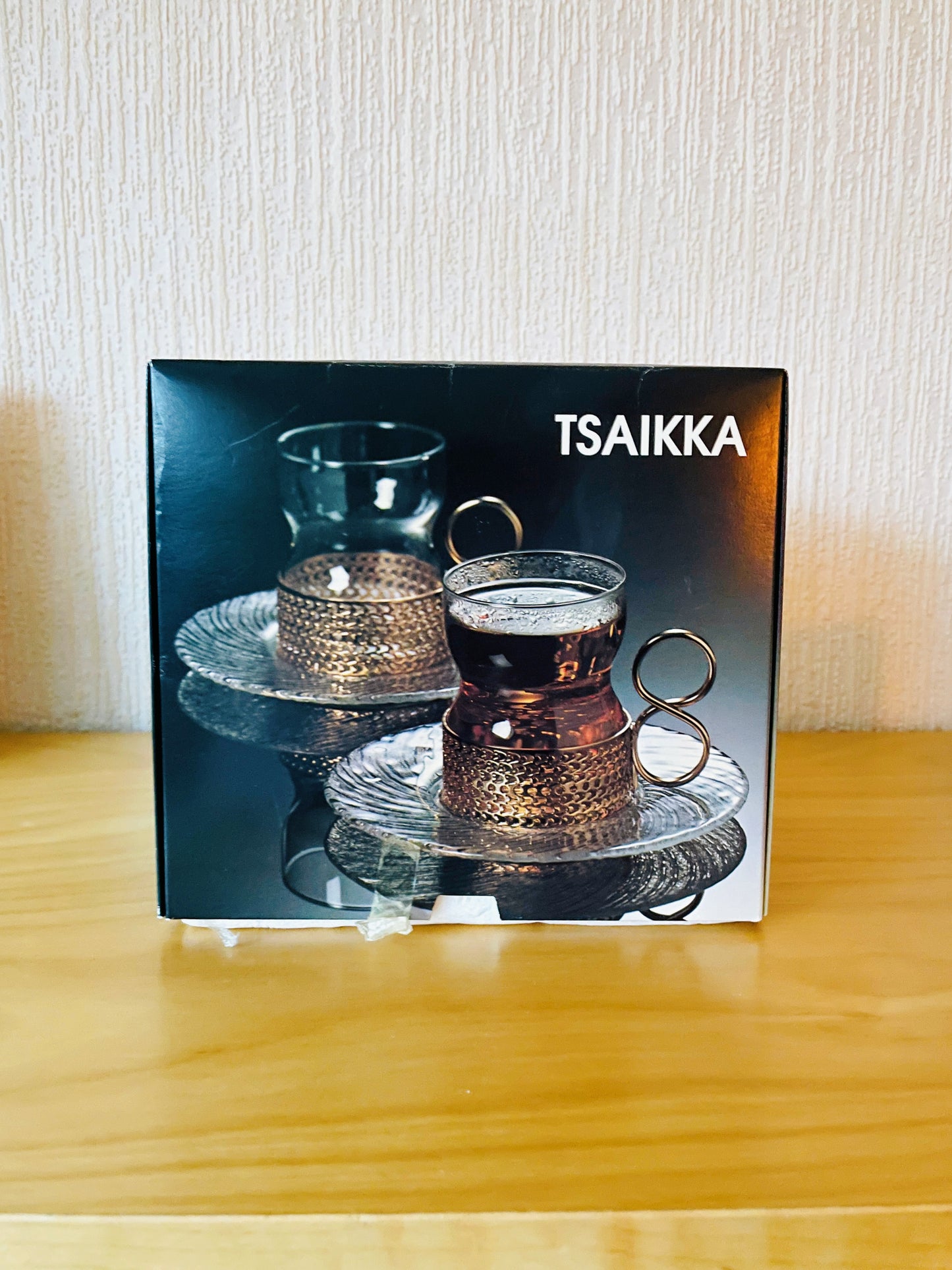 iittala/イッタラ/Tsaikka/ツァイッカ/glas med fat/Guld/klar x guld/oanvänd i originalförpackning/2-pack