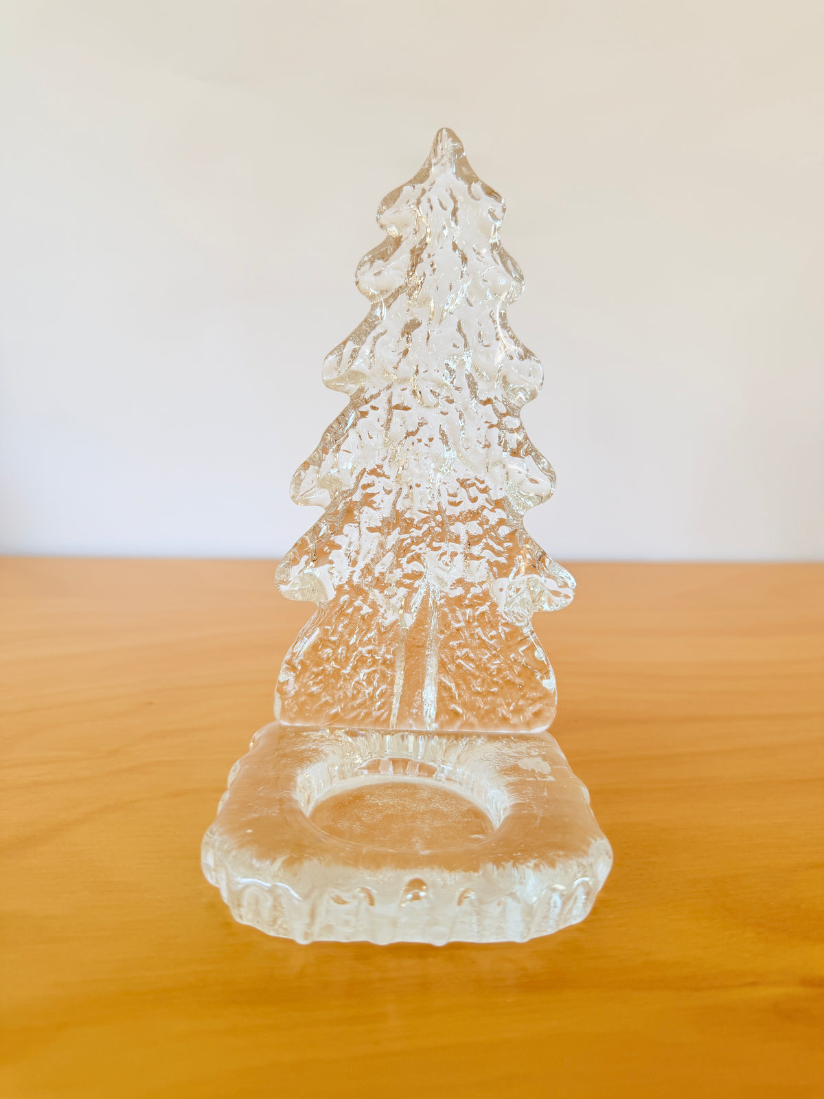 北欧のクリスマス/Nybro Glass/ニーブローガラス工房/キャンドルホルダー/モミの木/クリア