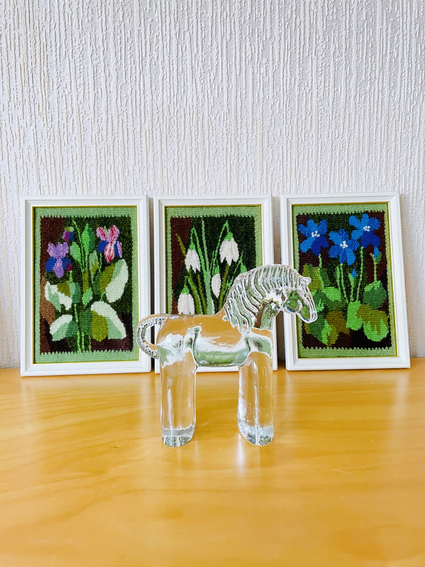 Scandinavian Traditional Handicraft / Flemish Weaving / Snowdrop / Framed