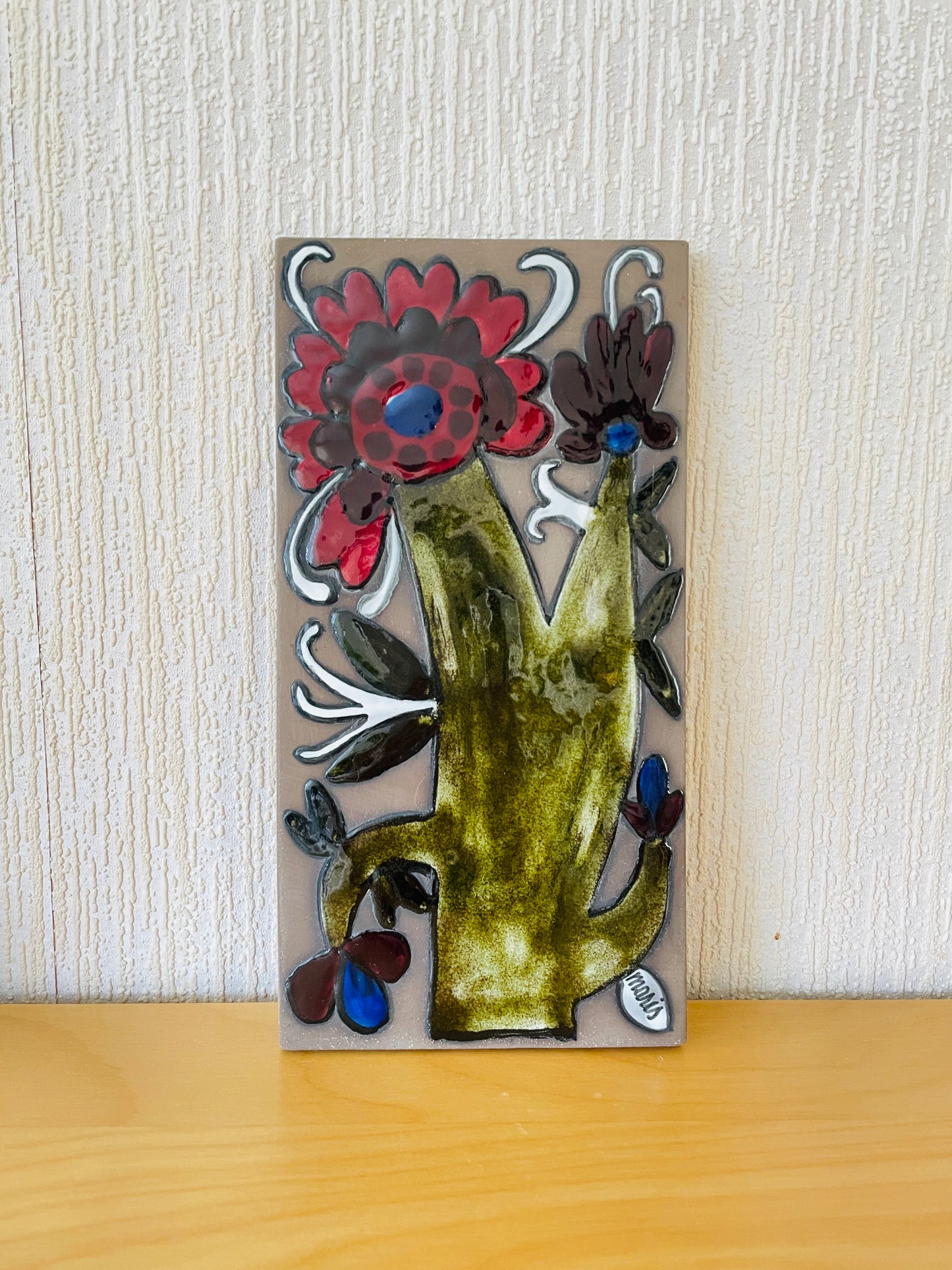 Uppsala Ekeby/Mari Simmulson/Ceramic Tile/Red and Blue Flowers