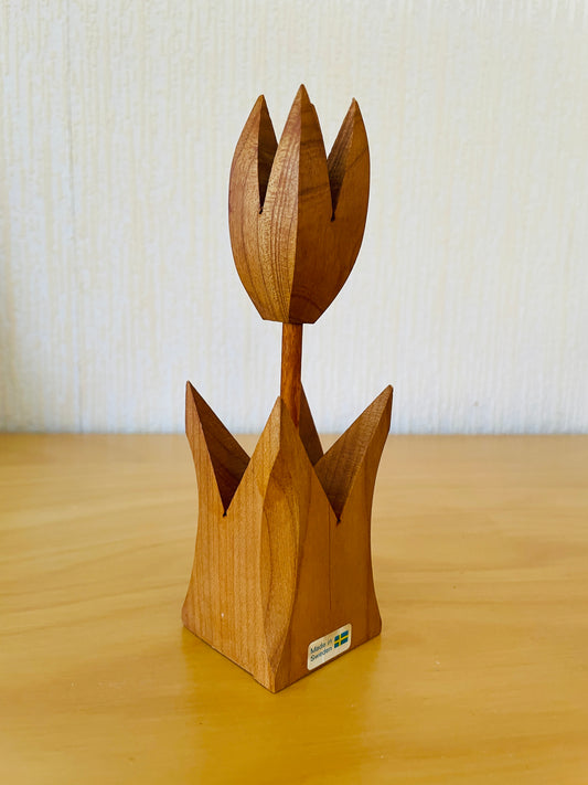 北欧ヴィンテージ手工芸/Svensk Hemslöjd/チューリップのオブジェ/ナチュラル/15,5cm