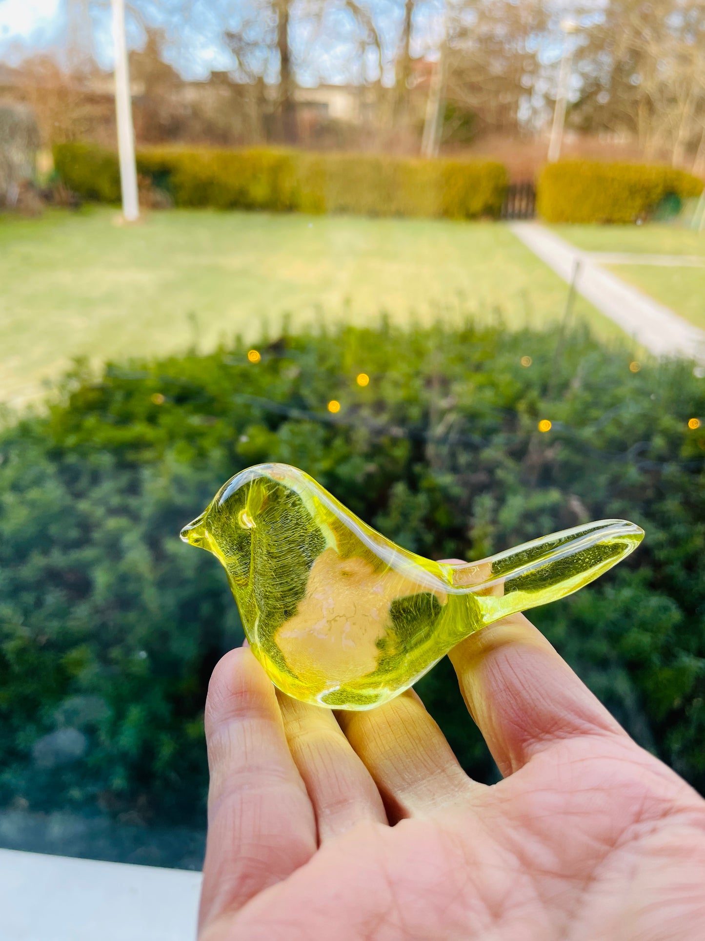 Small Nordic Vintage Glass Bird / Yellow