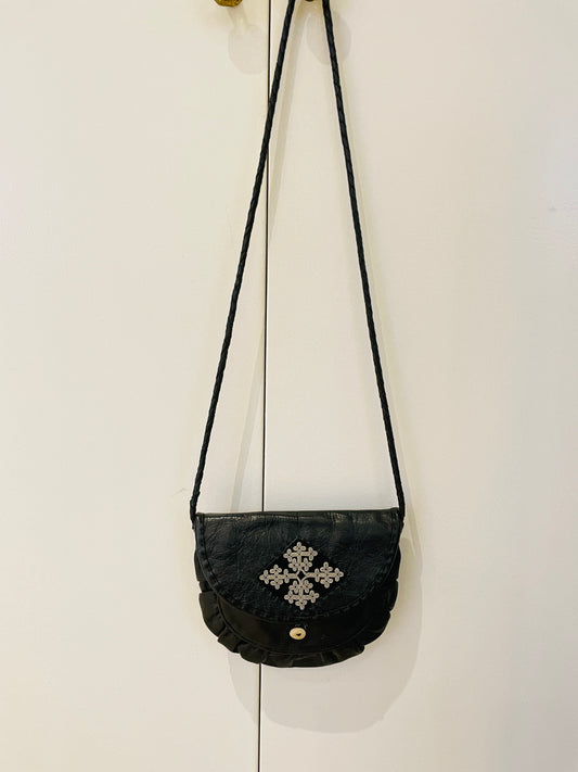 北欧ヴィンテージ/Sameslöjden/サーミ伝統手工芸品/バッグ/ポシェット/ブラック