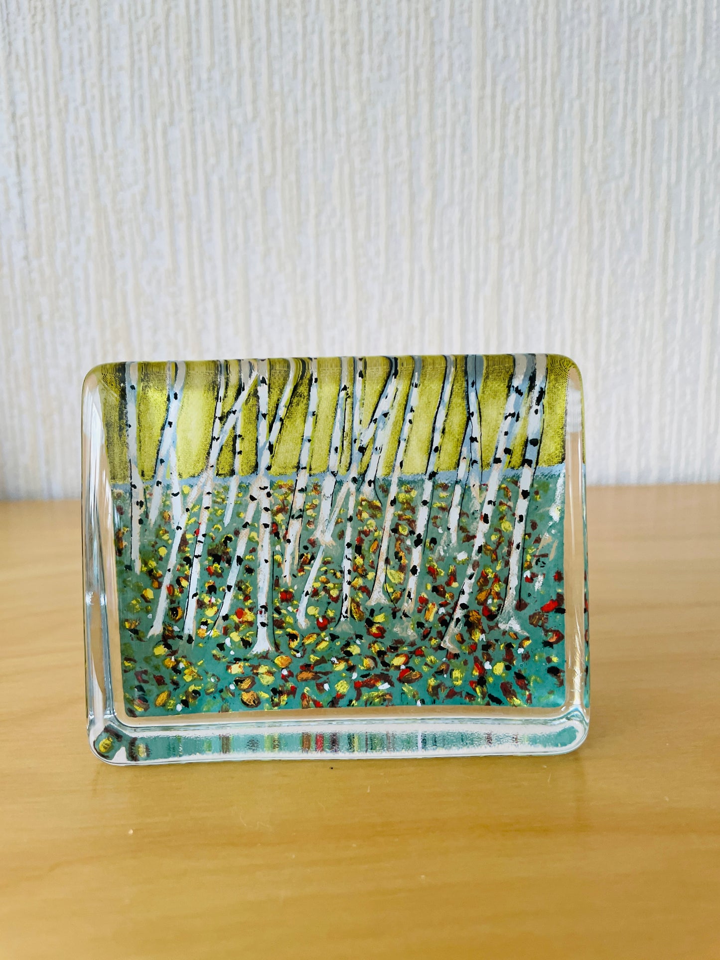iittala/イッタラ/Hälja Liukko-Sundström/ヘルヤ.リウッコ-スンストローム/ガラスカード/秋/白樺の落葉