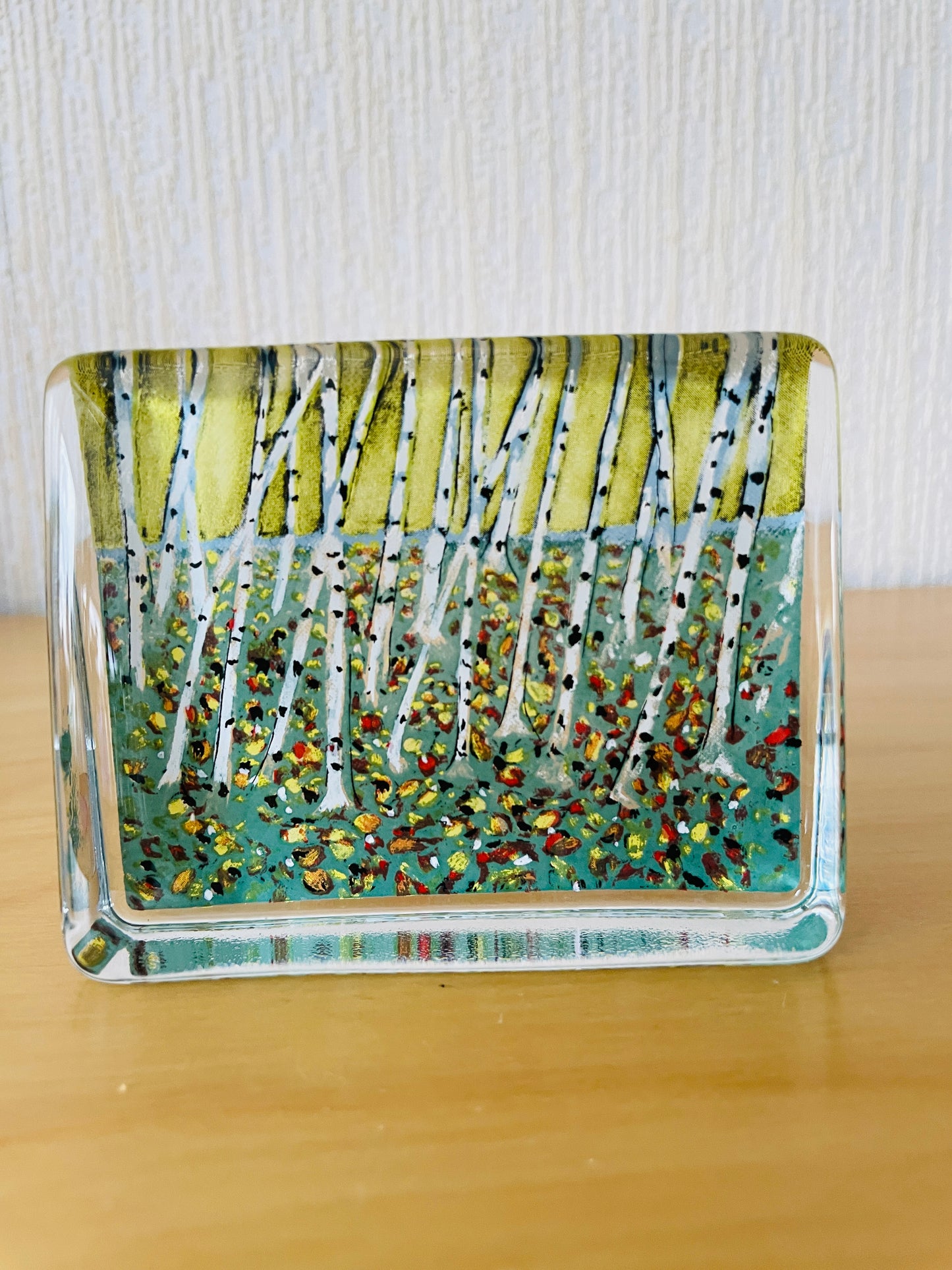 iittala/イッタラ/Hälja Liukko-Sundström/ヘルヤ.リウッコ-スンストローム/ガラスカード/秋/白樺の落葉
