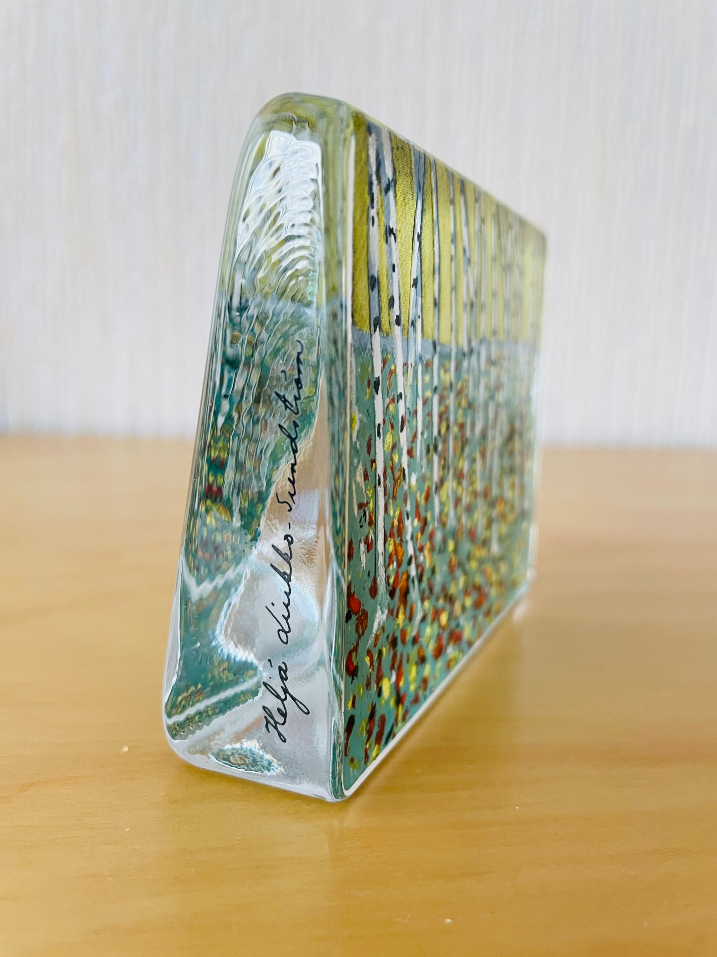 iittala/イッタラ/Hälja Liukko-Sundström/ヘルヤ.リウッコ-スンストローム/ガラスカード/秋/白樺の落葉