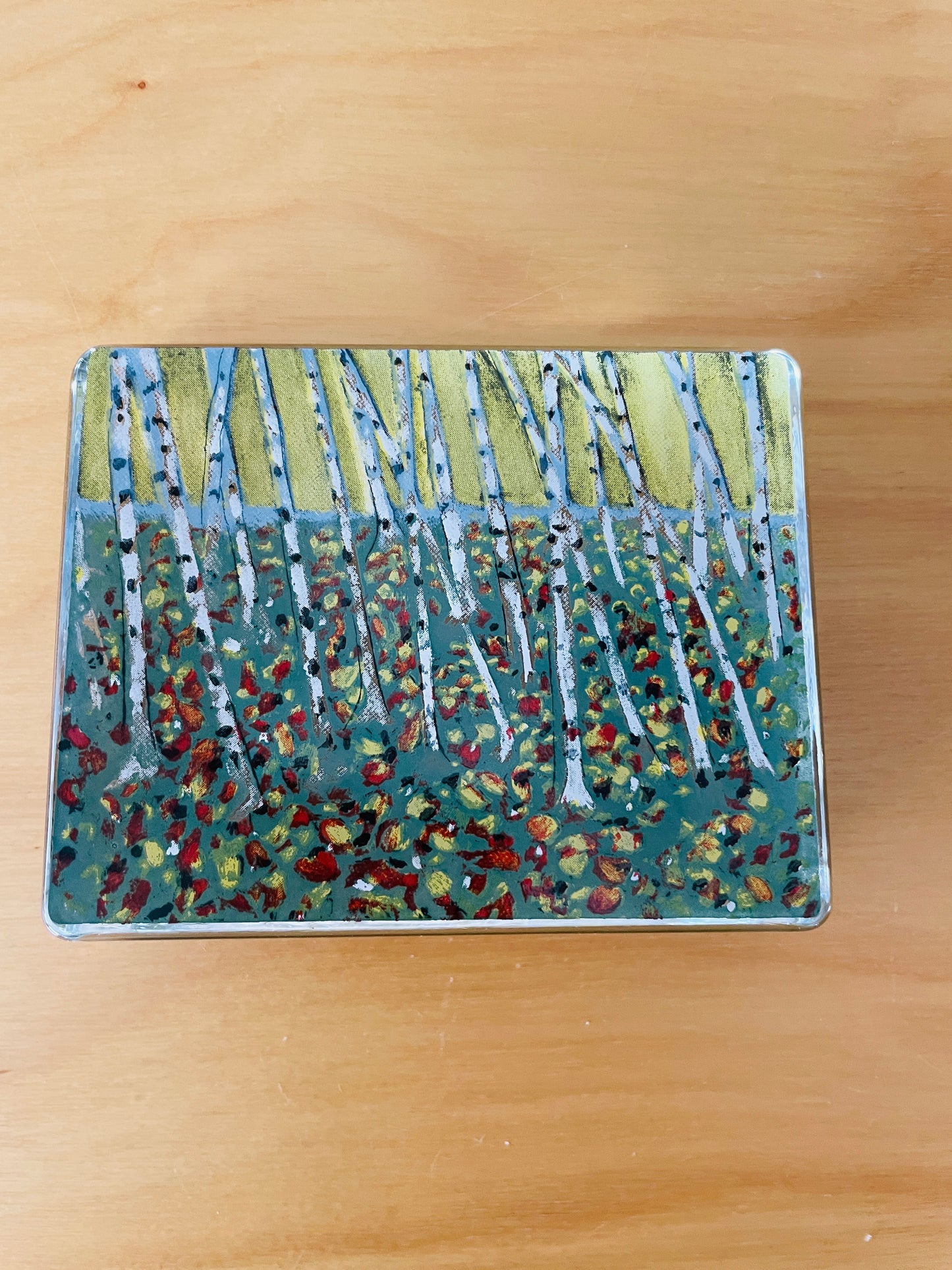 iittala/イッタラ/Hälja Liukko-Sundström/ヘルヤ.リウッコ-スンストローム/ガラスカード/秋/白樺の落葉