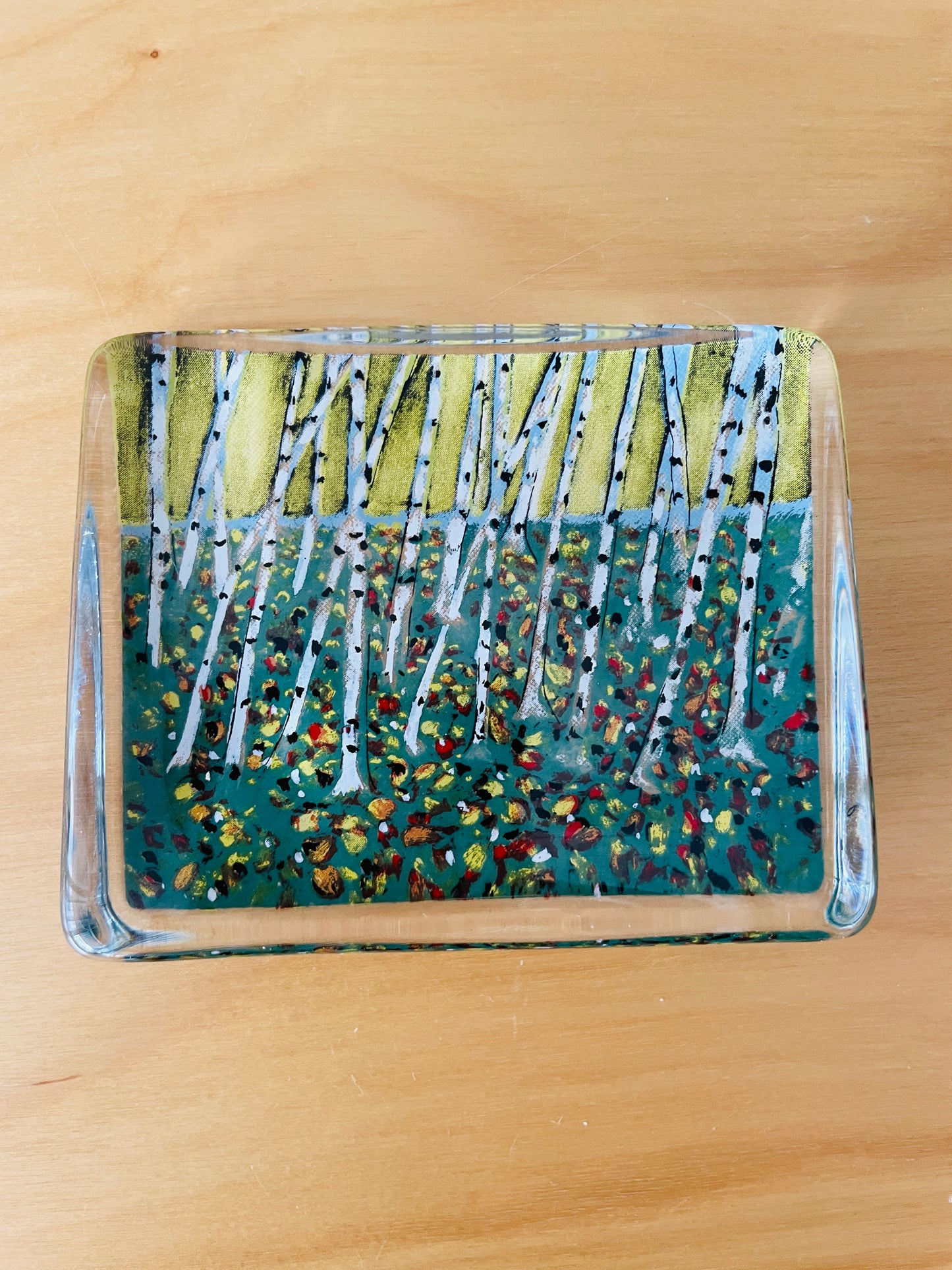 iittala/イッタラ/Hälja Liukko-Sundström/ヘルヤ.リウッコ-スンストローム/ガラスカード/秋/白樺の落葉