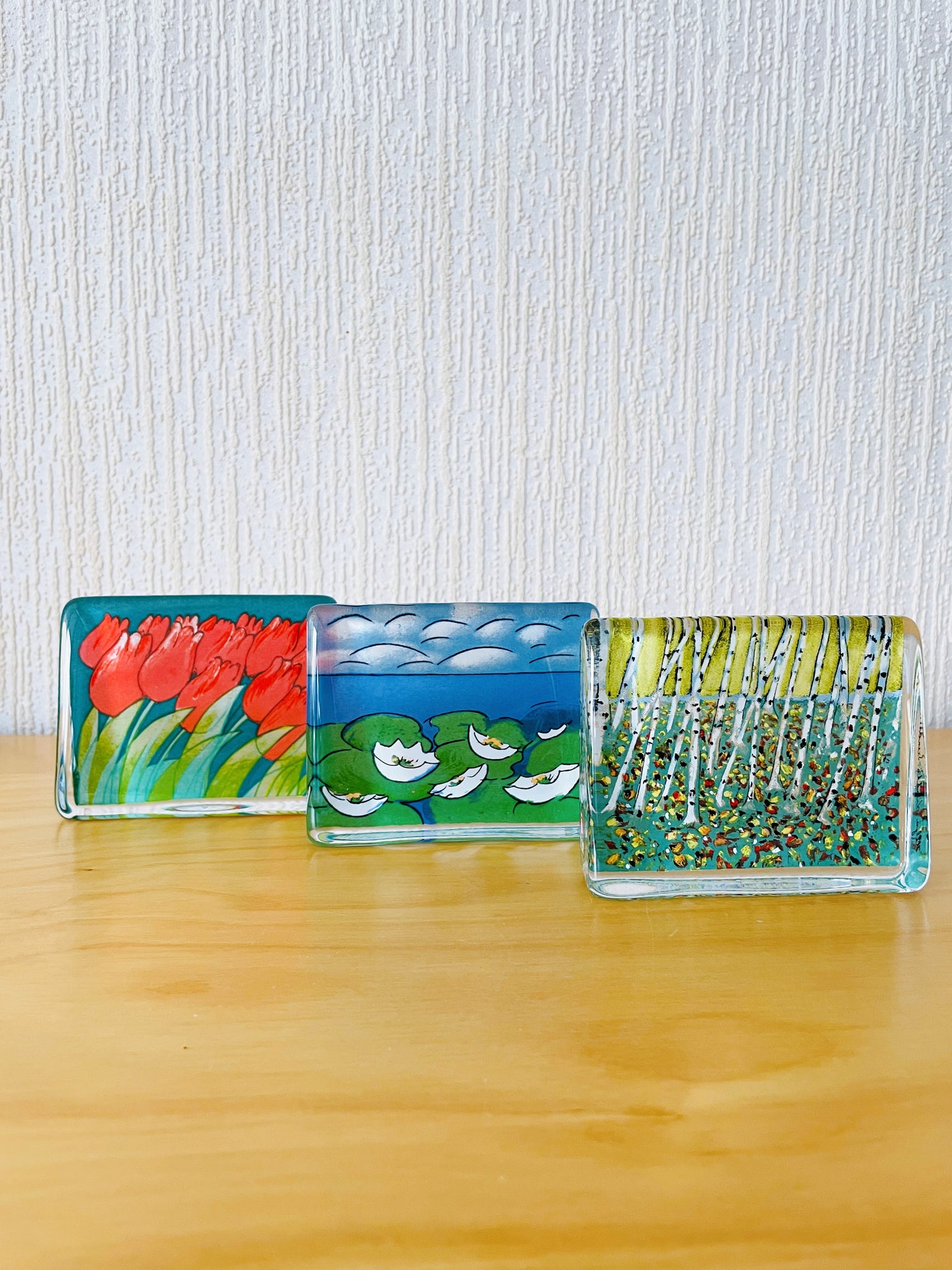 iittala/イッタラ/Hälja Liukko-Sundström/ヘルヤ.リウッコ-スンストローム/ガラスカード/秋/白樺の落葉