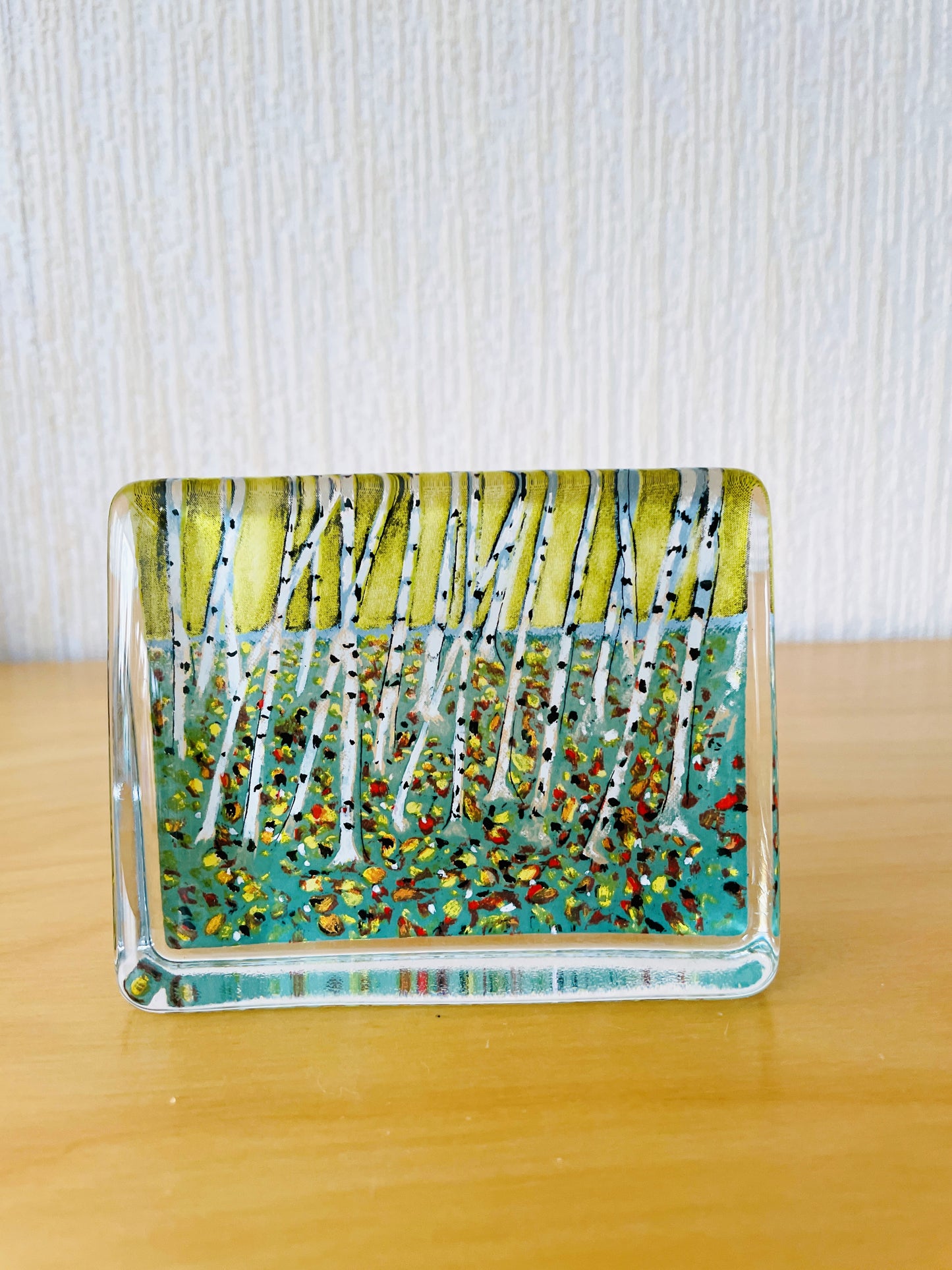 iittala/イッタラ/Hälja Liukko-Sundström/ヘルヤ.リウッコ-スンストローム/ガラスカード/秋/白樺の落葉