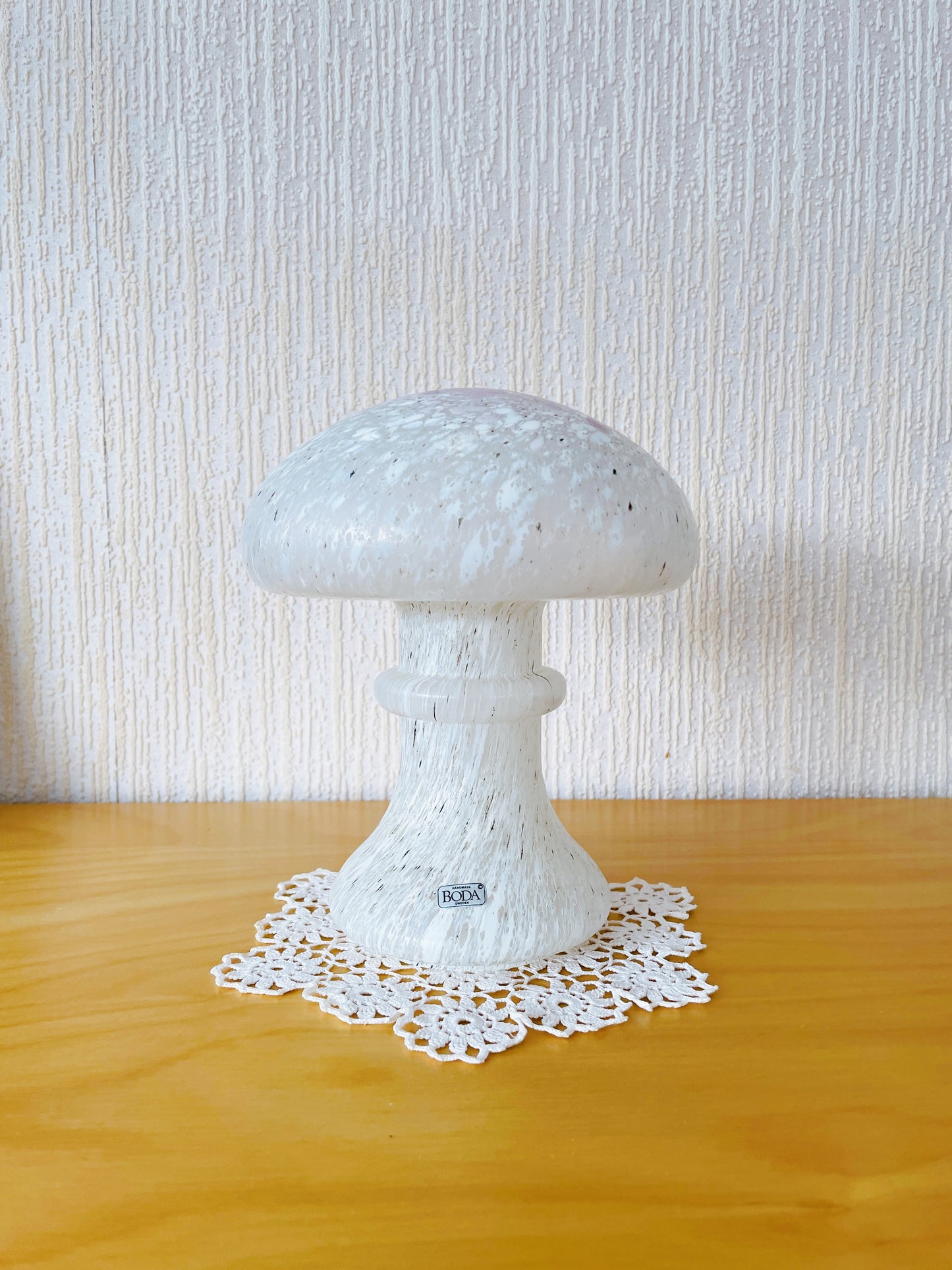 Boda/ボーダ/Monica Backström/モニカ.バックストローム/ガラスのオブジェ/Snöbollschampinjon/シロオオハラタケ/18cm
