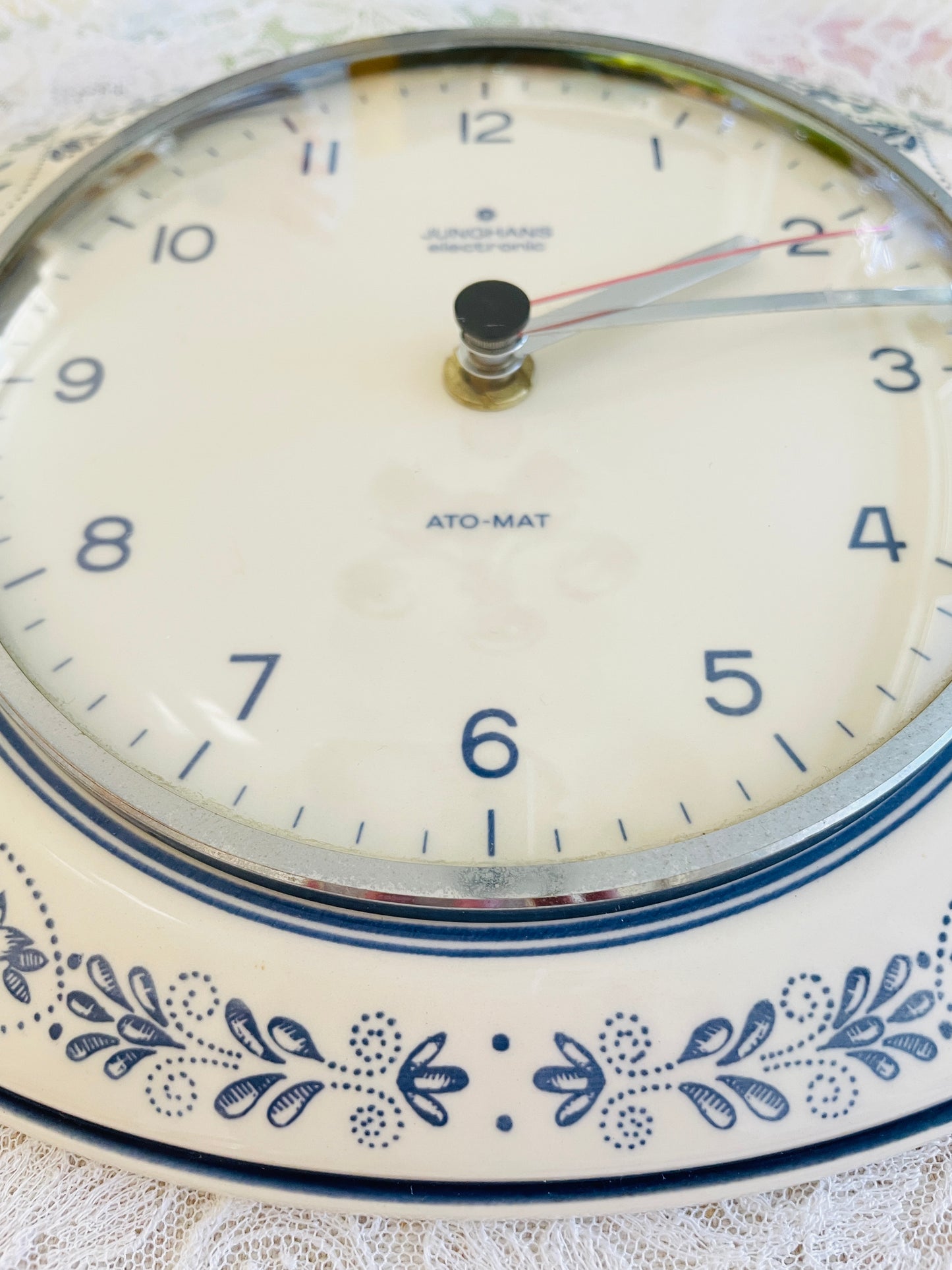 Junghans / Wall Clock / Blue Floral Pattern