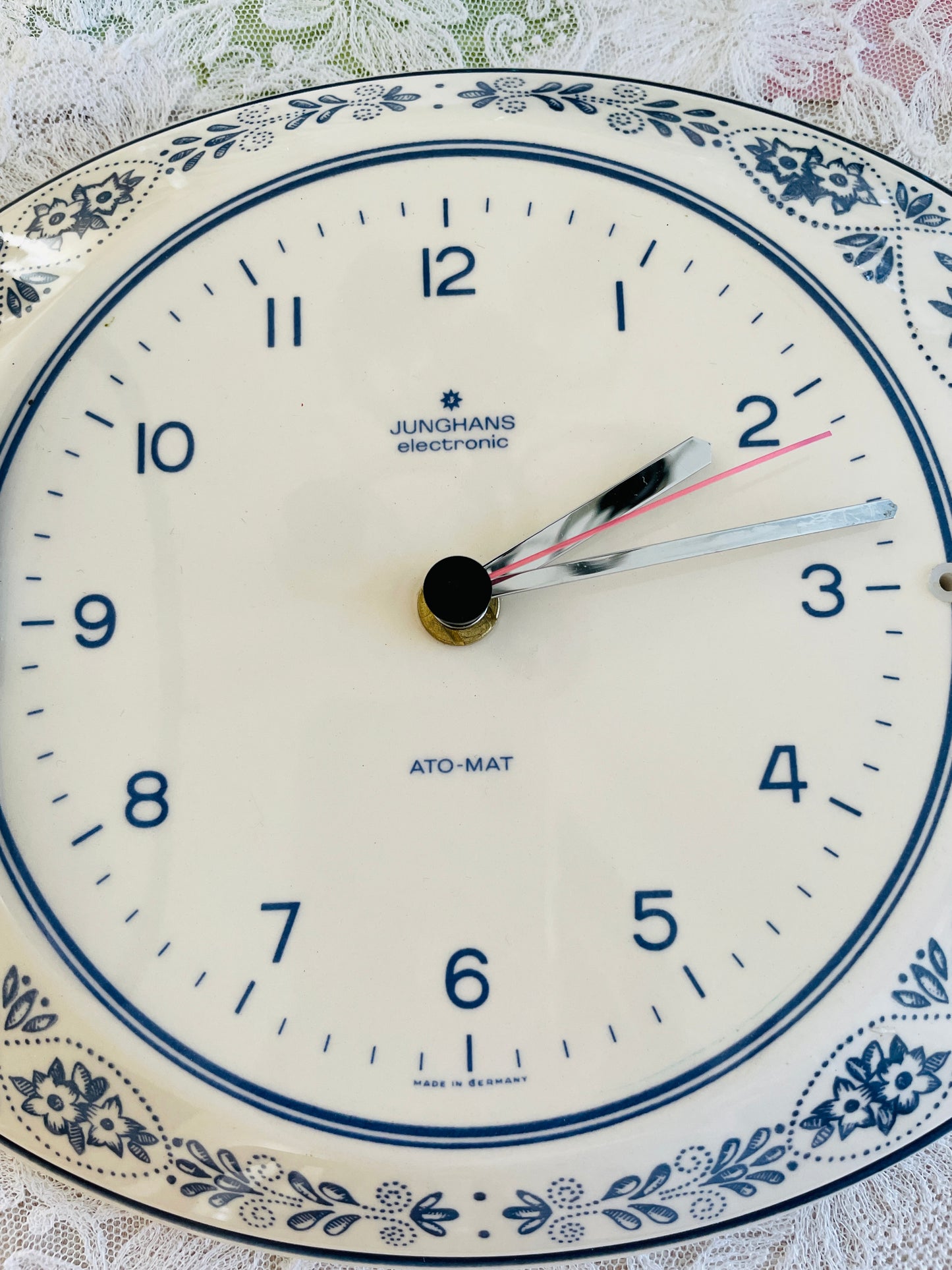 Junghans / Wall Clock / Blue Floral Pattern