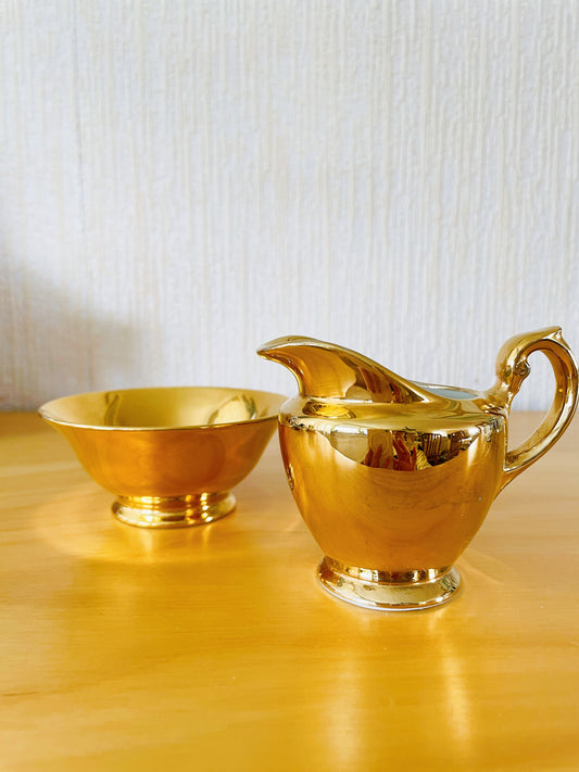 Arabia / Creamer & Sugar Bowl / 24K Gold / Set of 2